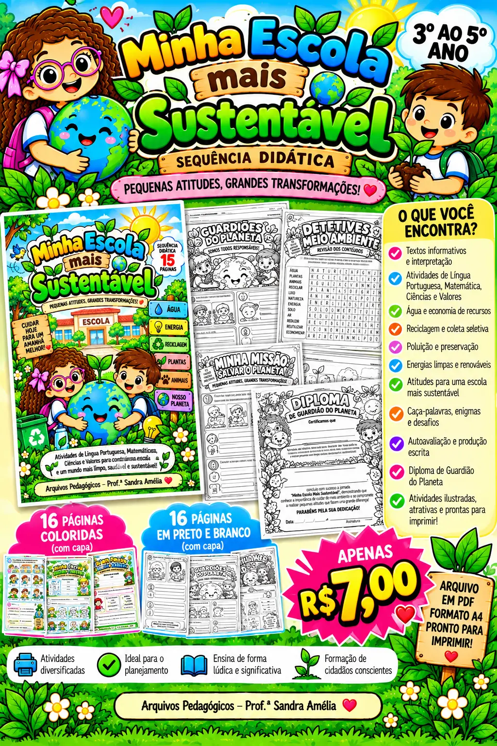 🌎🌿 MINHA ESCOLA MAIS SUSTENTÁVEL 🌿🌎 — Ciências para 5º ano: 💚 SEQUÊNCIA DIDÁTICA – 3º AO 5º ANO 🚨 PROFESSOR(A), QUE…