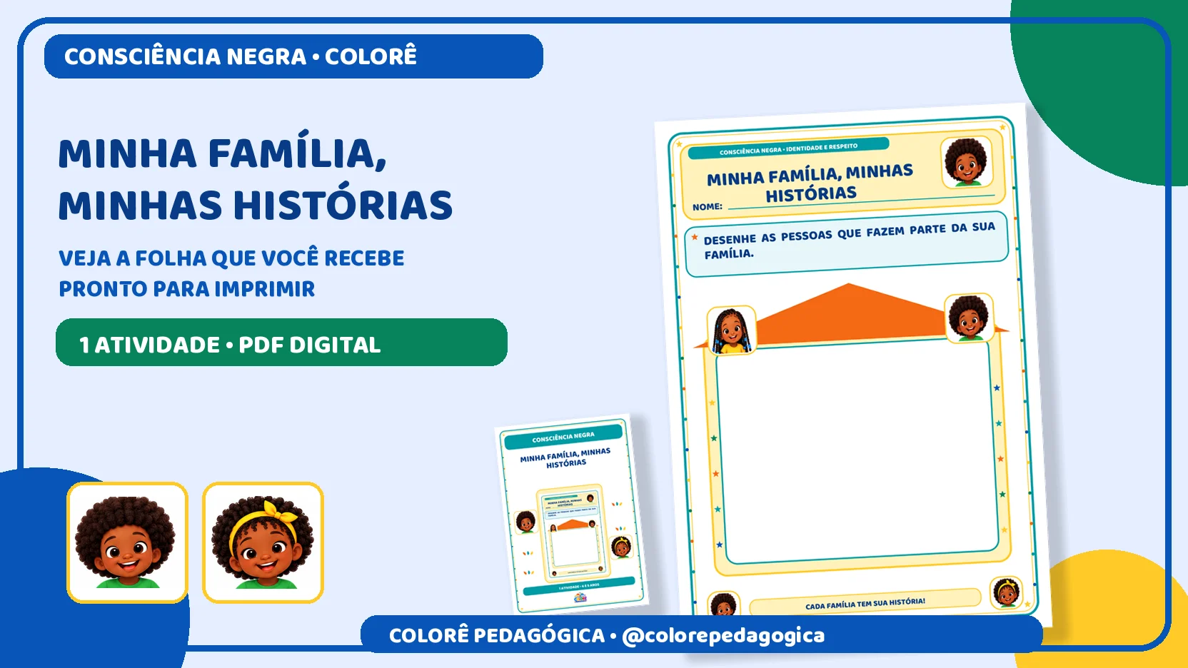 Minha família, minhas histórias | Consciência Negra — amostra 3: Atividade de desenho para valorizar a família, a…