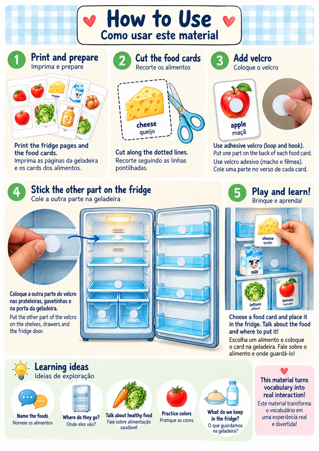 Minha Geladeira Interativa - Jogo de Inglês Infantil PDF — amostra 2: Garanta o seu PDF e transforme a brincadeira em…