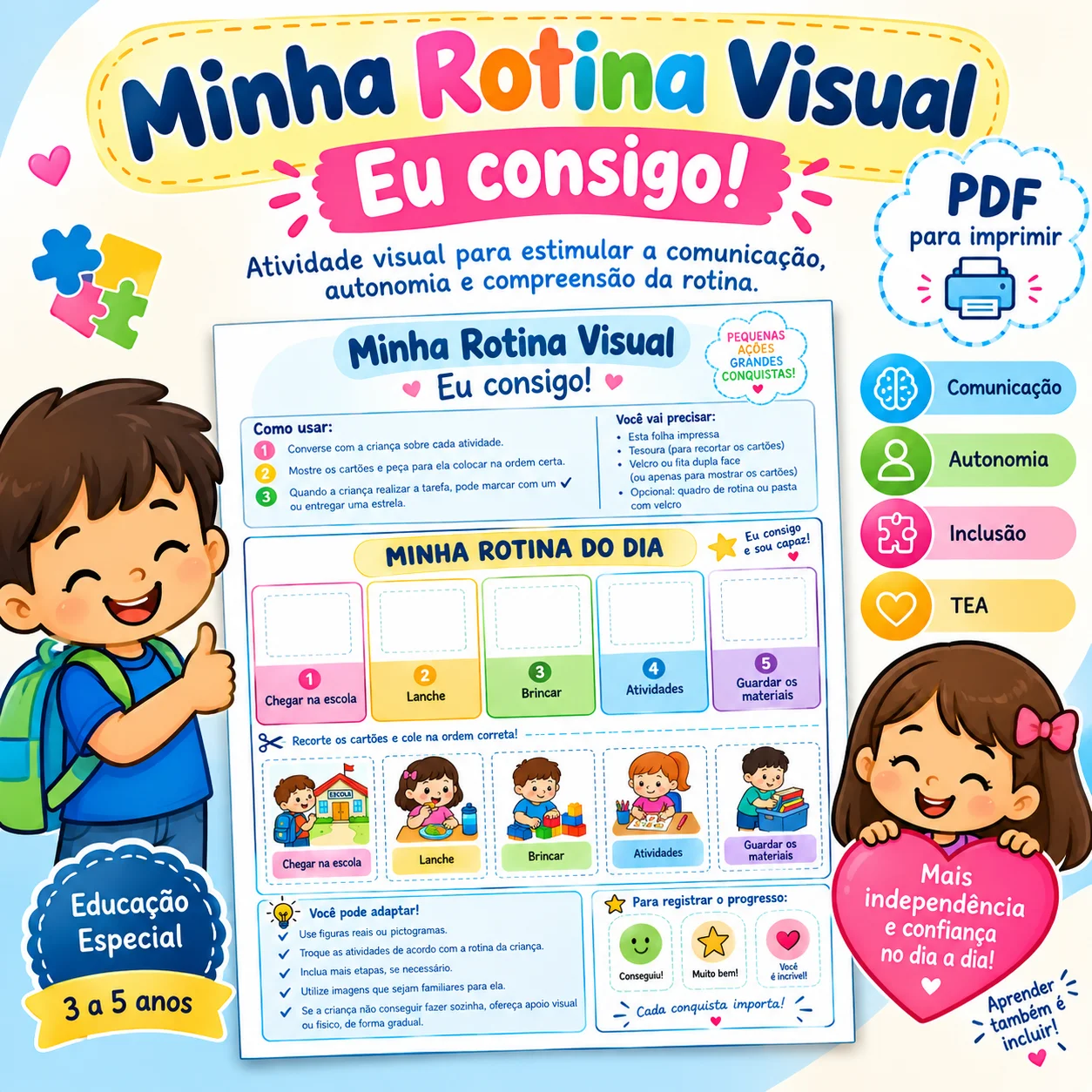 Minha Rotina Visual – Comunicação e Autonomia no TEA — capa do material