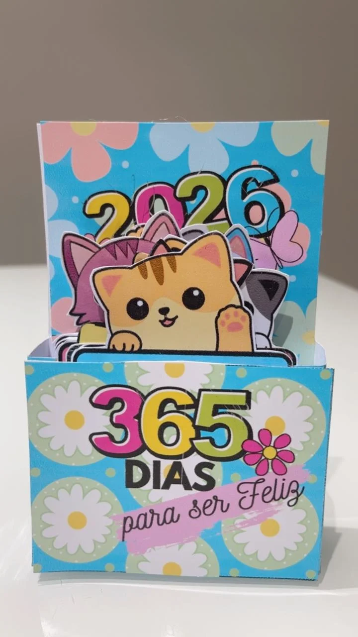 🐱 Mini Calendário de Mesa – Gatinhos | Arquivo Digital para Imprimir — amostra 1: Organize sua rotina com muito charme
