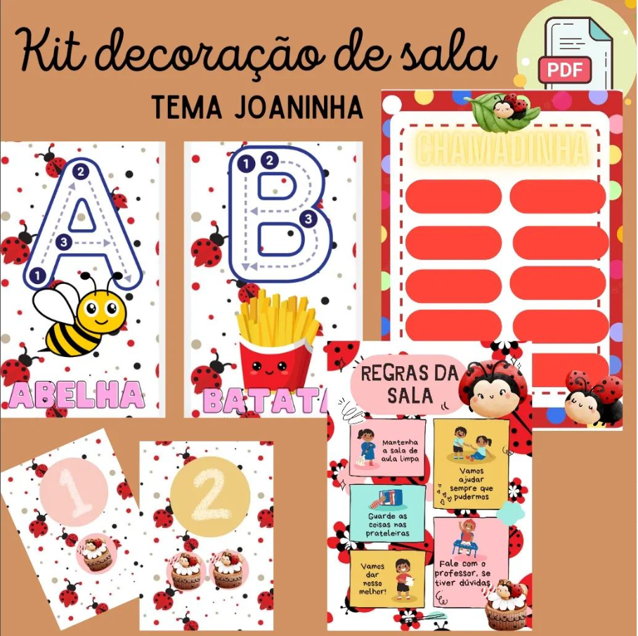 Mini kit decoração sala de aula: joaninha | Alfabetização — capa do material