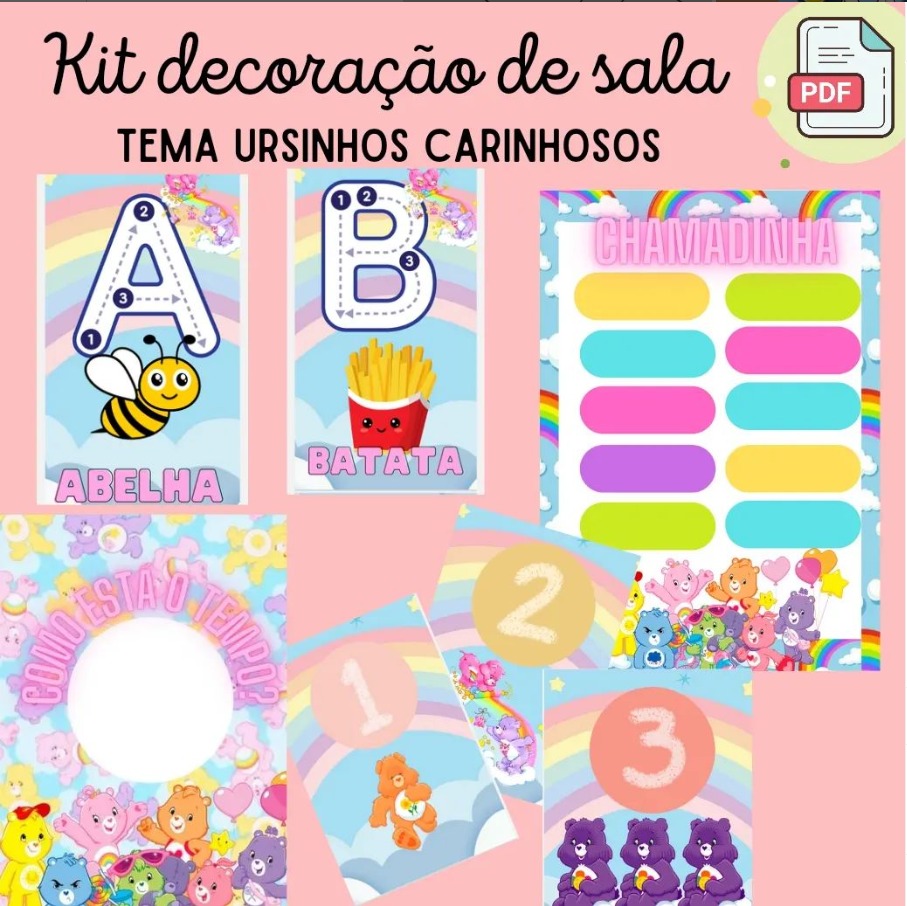 Mini kit decoração sala de aula: ursinhos carinhosos | Alfabetização — capa do material