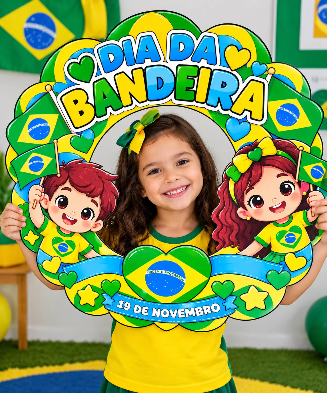Mini Kit Dia da Bandeira – Moldura e Atividades em PDF — amostra 4: Mini Kit Dia da Bandeira em PDF com moldura para fotos…
