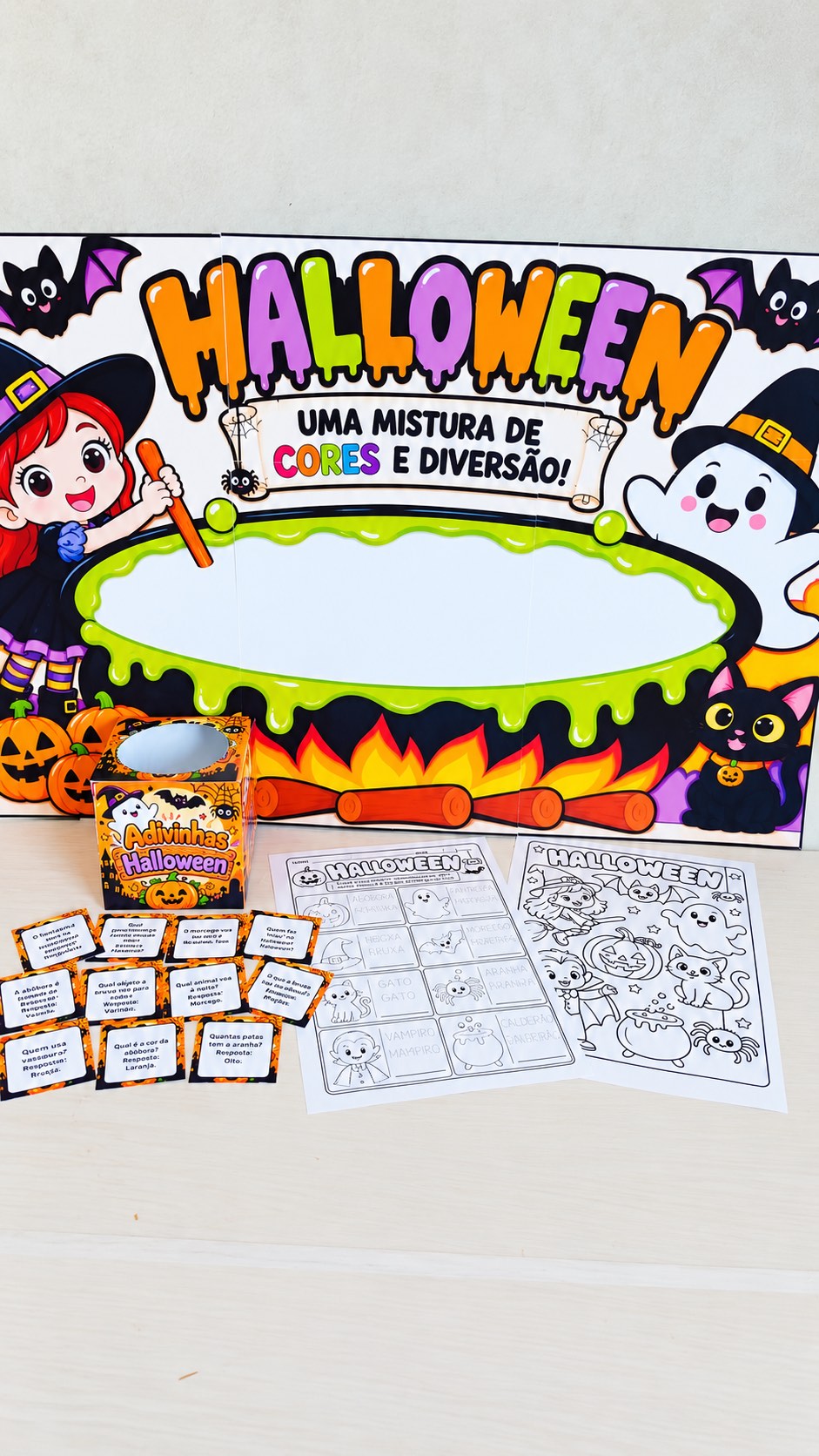 Mini Kit Halloween – Painel Interativo, Atividades e Adivinhas — amostra 4: O material reúne painel ampliado, atividades…