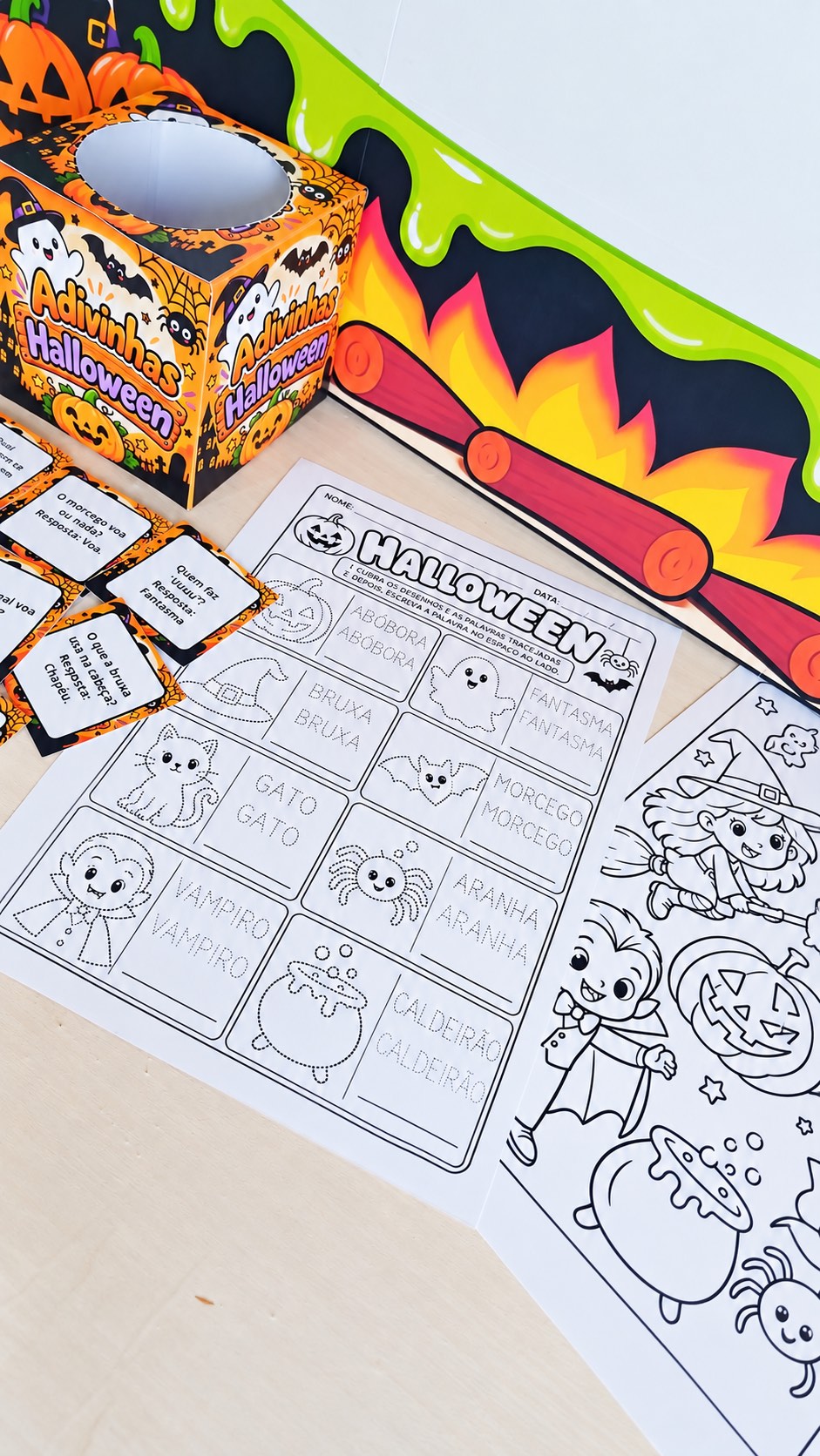 Mini Kit Halloween – Painel Interativo, Atividades e Adivinhas — amostra 6: O material reúne painel ampliado, atividades…