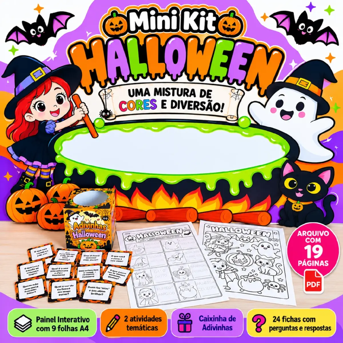 Mini Kit Halloween – Painel Interativo, Atividades e Adivinhas — Alfabetização para Educação Infantil: Mini Kit Halloween…