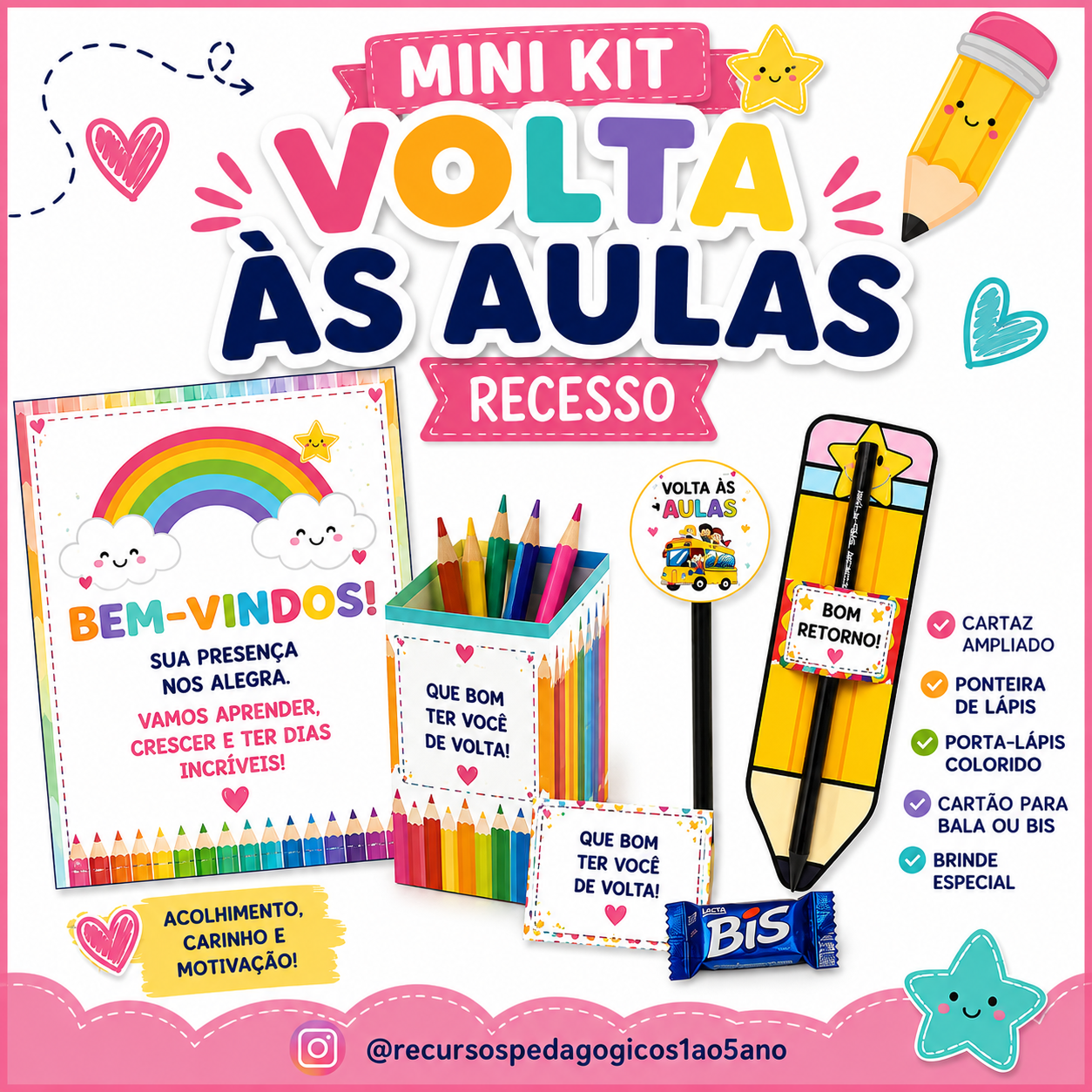 Mini Kit Volta às Aulas + brinde adesivos de incentivo – Material Pedagógico — Alfabetização para Educação Infantil: Mini…