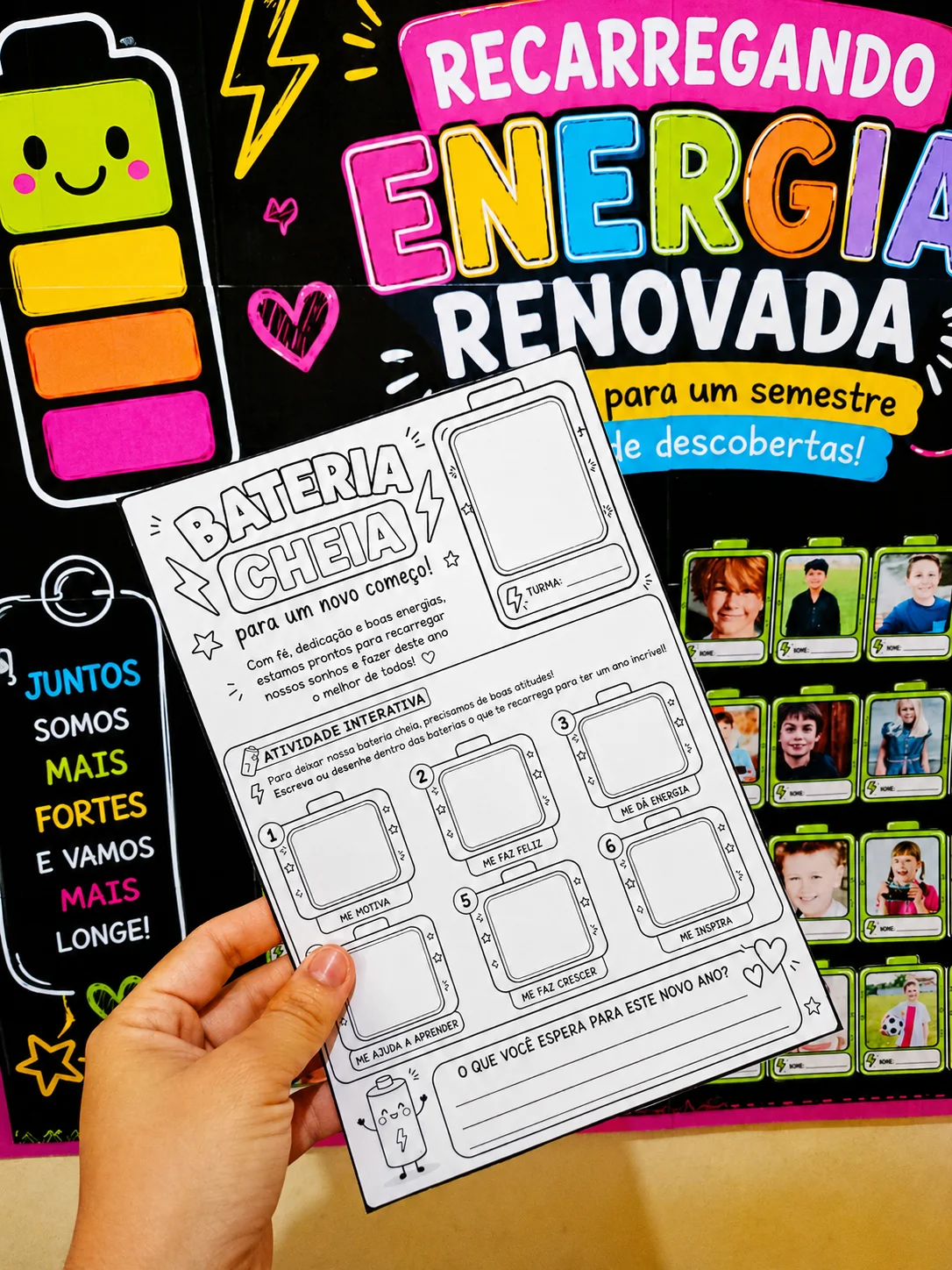 Mini Kit Volta às Aulas Recarregando Energia Renovada em PDF | Painel Decorativo + Acolhida Escolar — amostra 4: O Mini Kit…