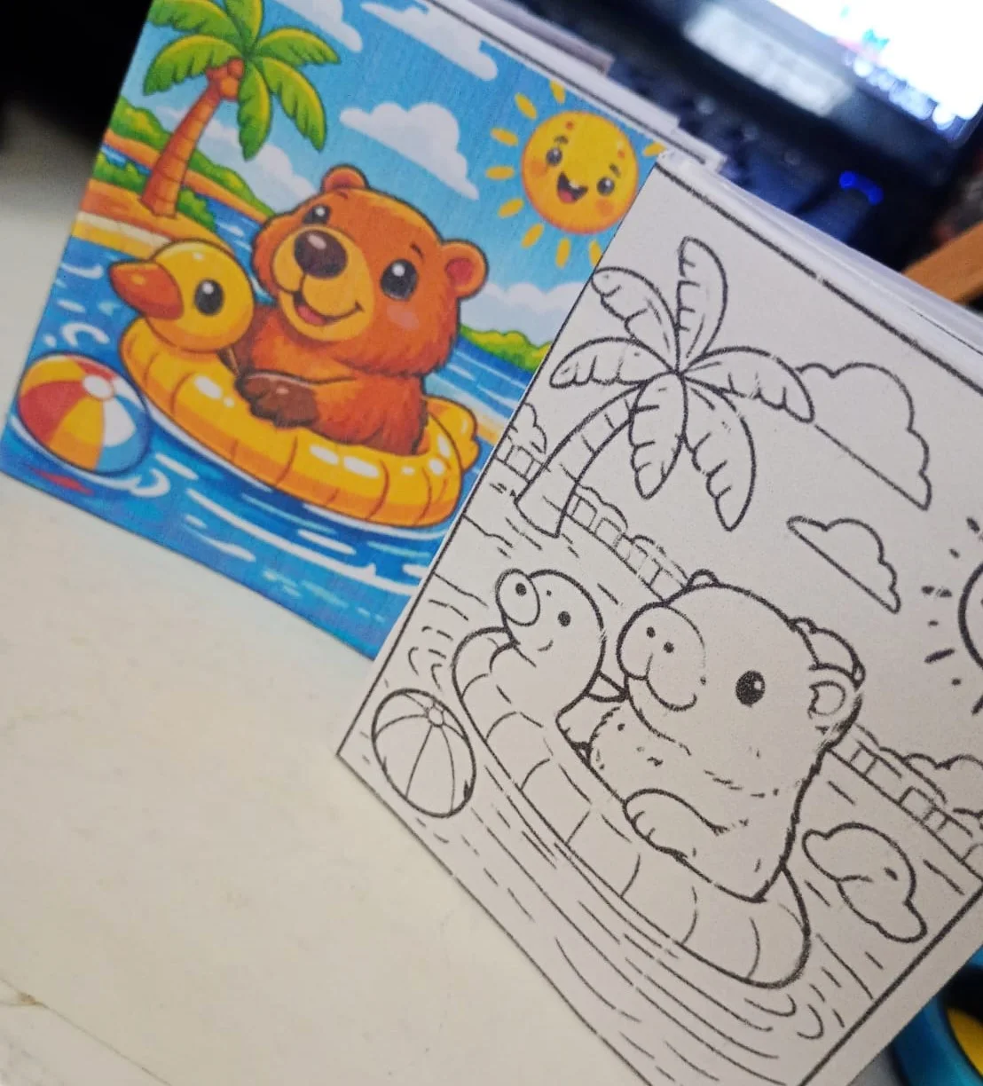 MINI LIVRETO PARA COLORIR - CAPIVARA - DIA DAS CRIANÇAS — amostra 2: Mini livreto de colorir, com o tema de capivaras super…