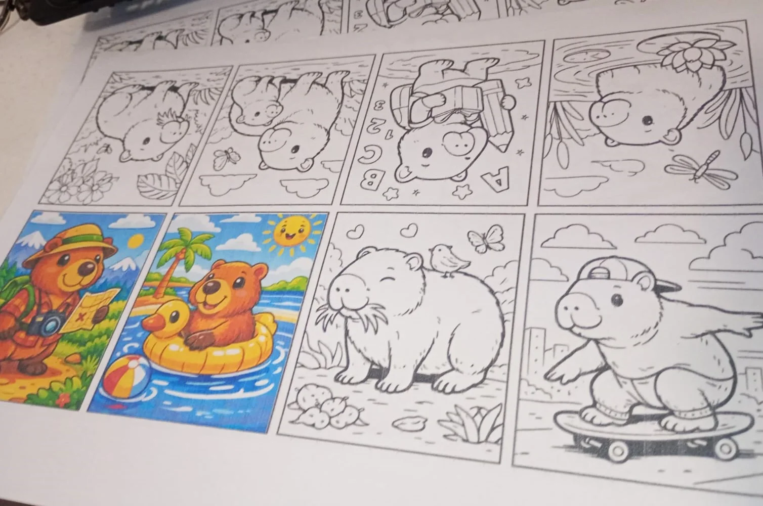 MINI LIVRETO PARA COLORIR - CAPIVARA - DIA DAS CRIANÇAS — amostra 5: Mini livreto de colorir, com o tema de capivaras super…