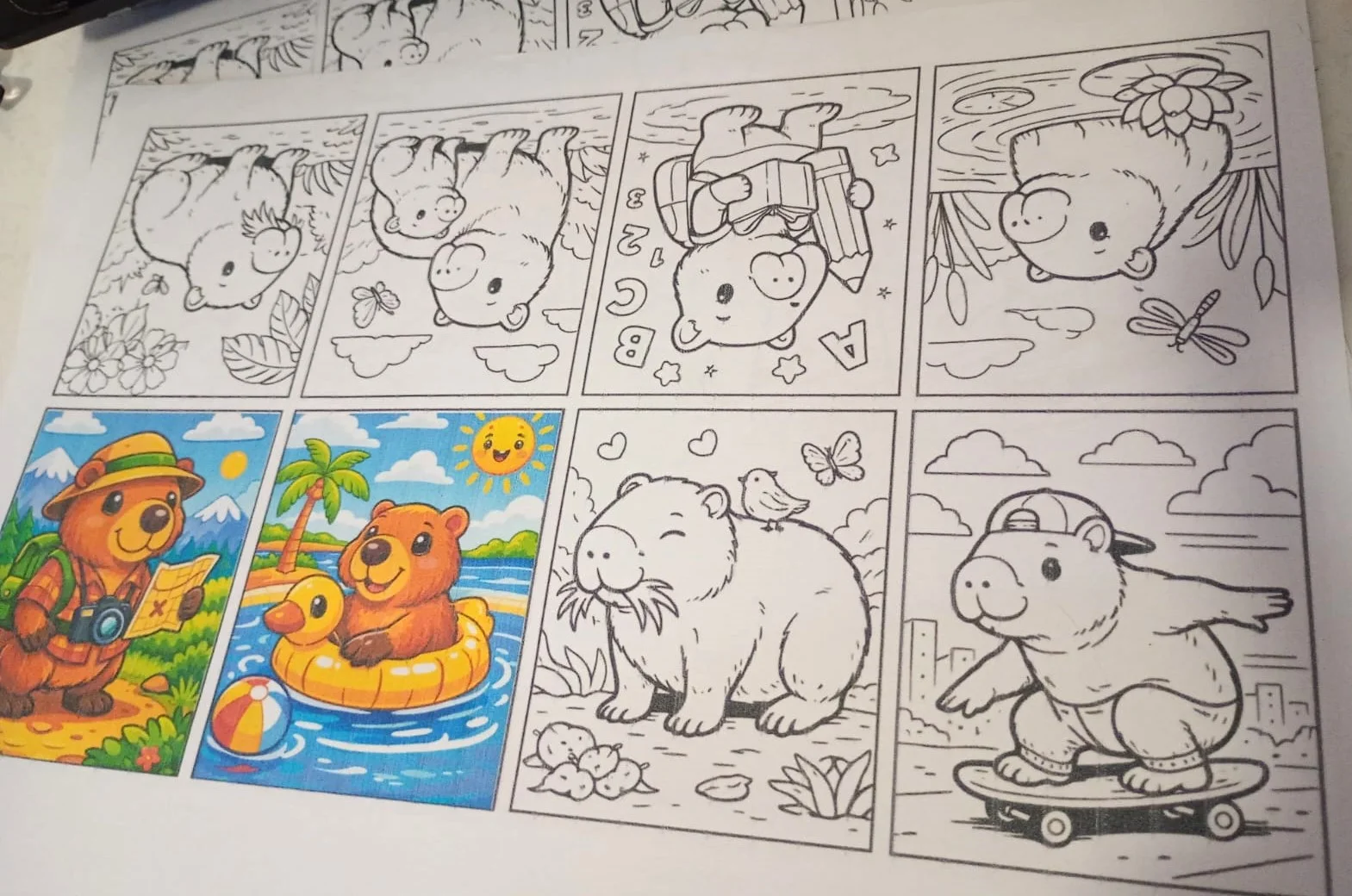 MINI LIVRETO PARA COLORIR - CAPIVARA - DIA DAS CRIANÇAS — amostra 7: Mini livreto de colorir, com o tema de capivaras super…