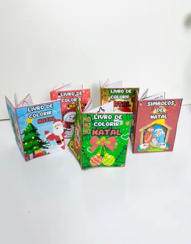 Mini Livro de Colorir de Natal, Arquivo PDF com 5 Modelos — amostra 5: Livrinho de colorir de Natal para imprimir com 5…