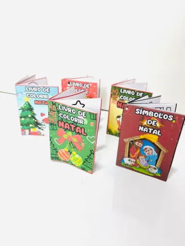 Mini Livro de Colorir de Natal, Arquivo PDF com 5 Modelos — amostra 6: Livrinho de colorir de Natal para imprimir com 5…