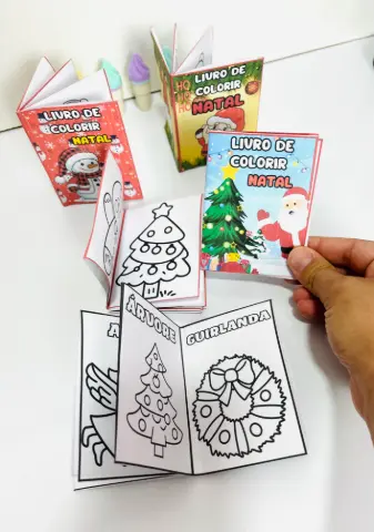 Mini Livro de Colorir de Natal, Arquivo PDF com 5 Modelos — Atividades para Educação Infantil: Livrinho de colorir de Natal…