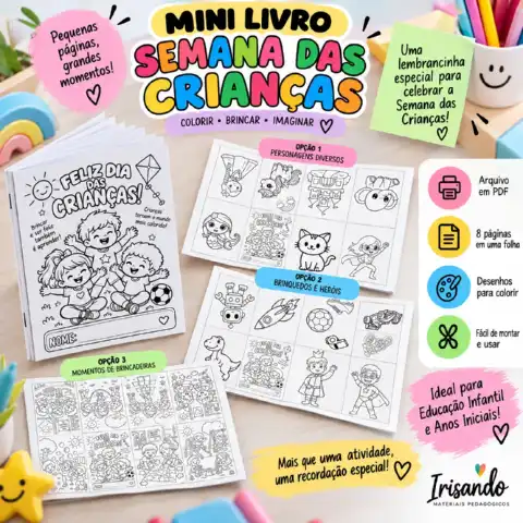 MINI LIVRO SEMANA DAS CRIANÇAS - Educação Infantil — amostra 1: Pequenas páginas, grandes momentos!