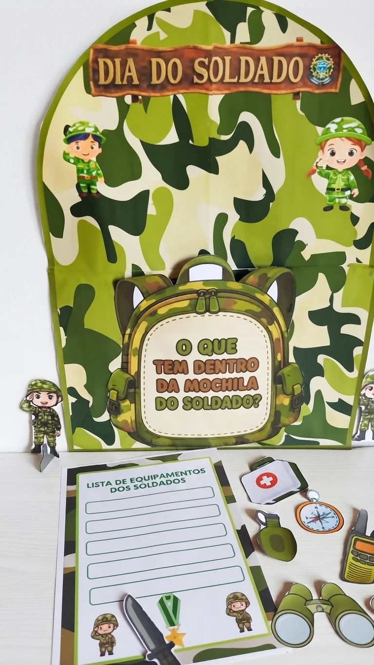 Mini Painel Dia do Soldado para Imprimir | Mochila Interativa em PDF — Datas comemorativas para Educação Infantil:…