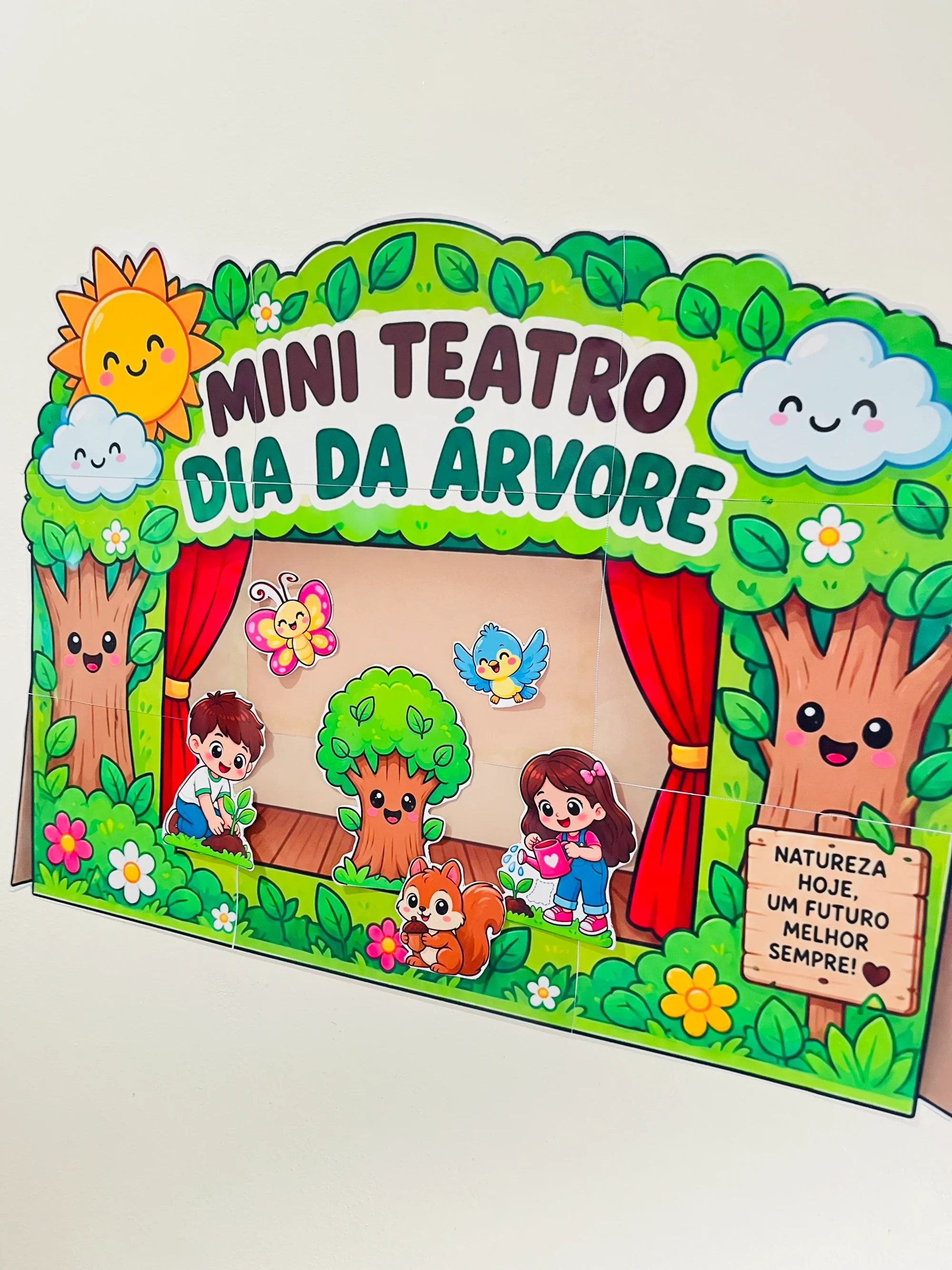 Mini Teatro Dia da Árvore – História Infantil com Palitoches e Atividade de Educação Ambiental — amostra 4: Mini teatro do…