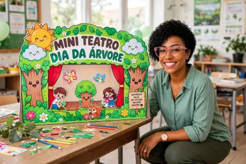 Mini Teatro Dia da Árvore - Painel + Personagens — capa do material