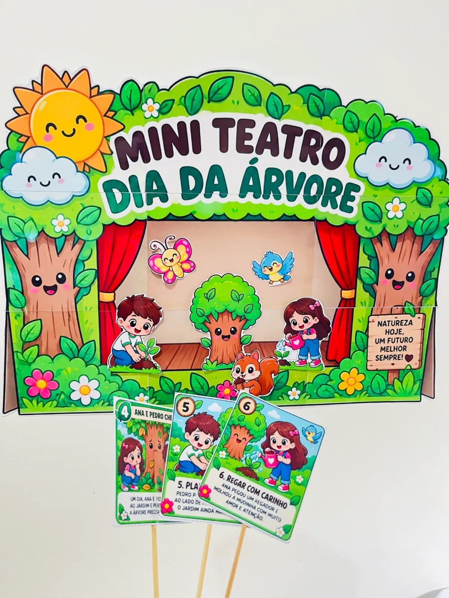 🌳🎭 MINI TEATRO – DIA DA ÁRVORE 🎭🌳 — Atividades para Todas as séries: Transforme o Dia da Árvore em um momento lúdico,…