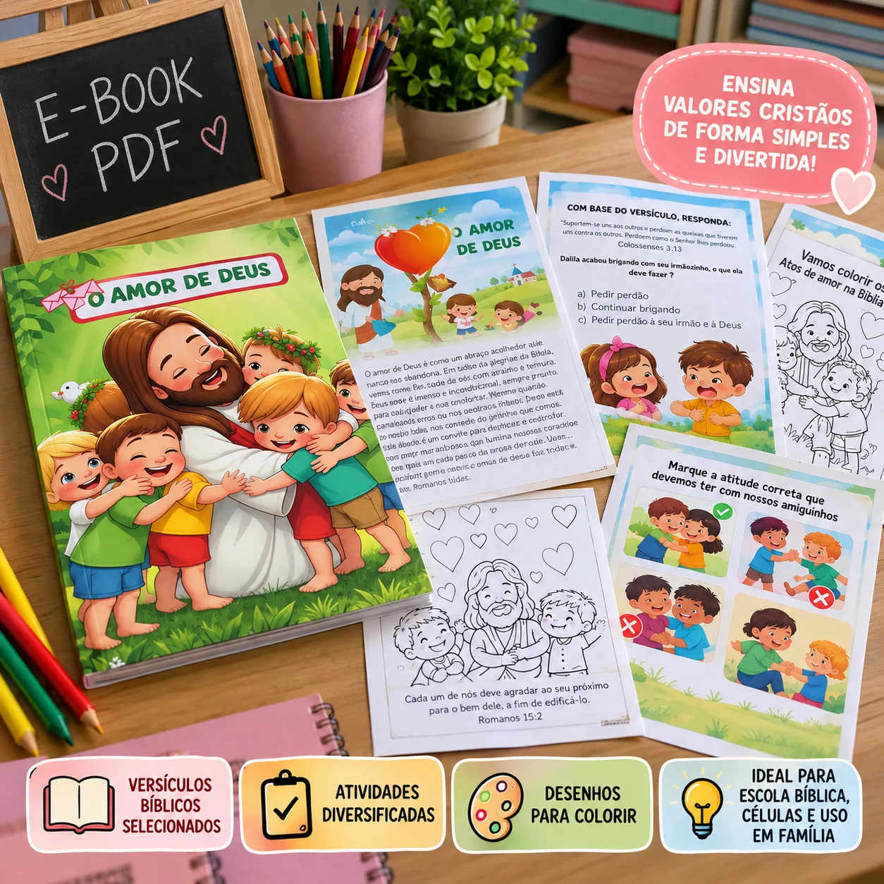 Ministério Infantil: 2 E-books de Atividades Bíblicas para Crianças — Jogos pedagógicos para Fundamental II (6º–9º): Combo…