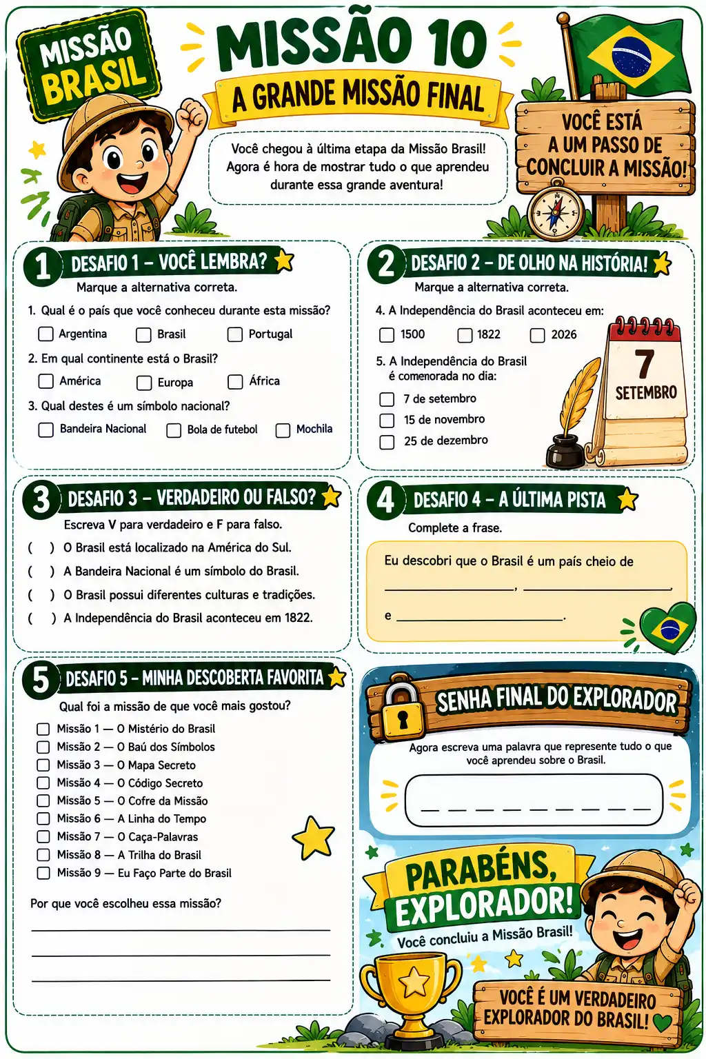 Missão Brasil – 10 Atividades Lúdicas | 2º e 3º Ano — amostra 1: Uma aventura pedagógica com 10 missões para aprender sobre…