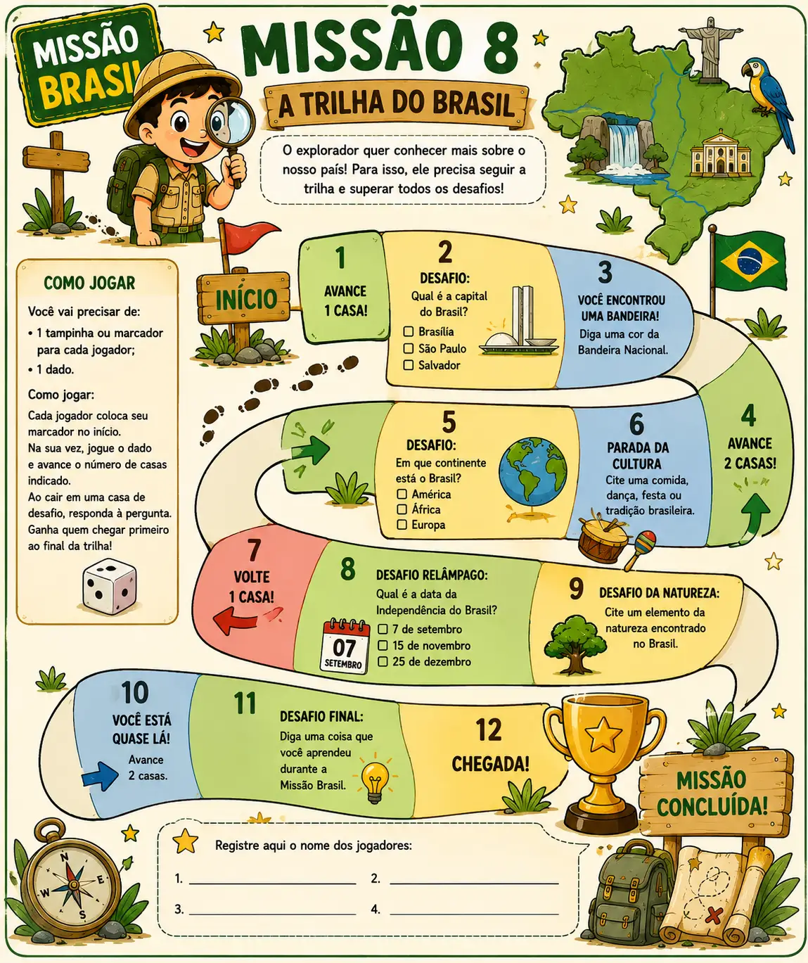 Missão Brasil – 10 Atividades Lúdicas | 2º e 3º Ano — amostra 5: Uma aventura pedagógica com 10 missões para aprender sobre…