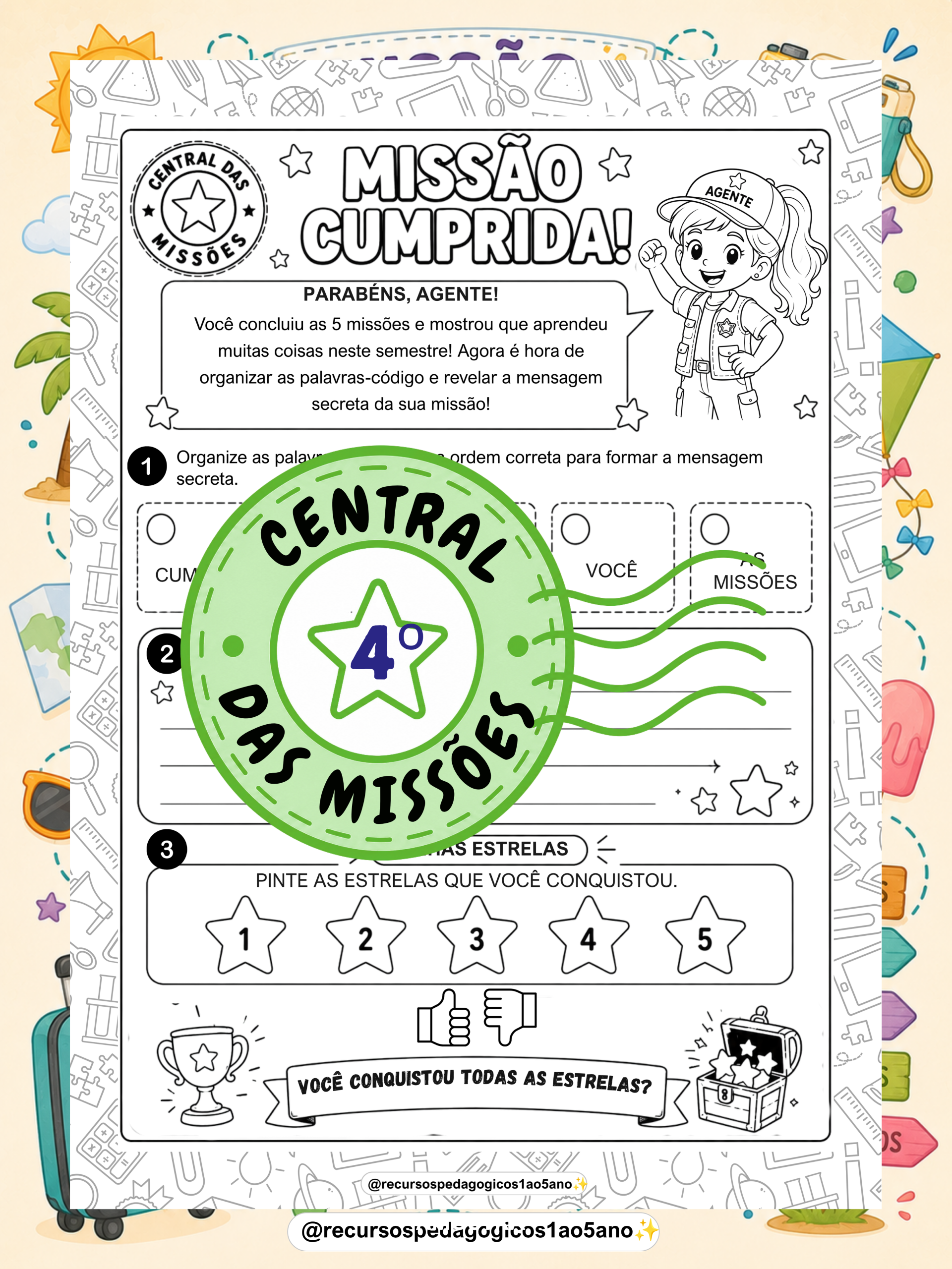 Missão Férias – 4º Ano | Revisão do 1º Semestre + Cartão – PDF para Imprimir — amostra 1: O que vem no material Missão Férias – 4º Ano | Revisão do 1º Semestre + Cartão – PDF para Imprimir — amostra 1: O que vem no material