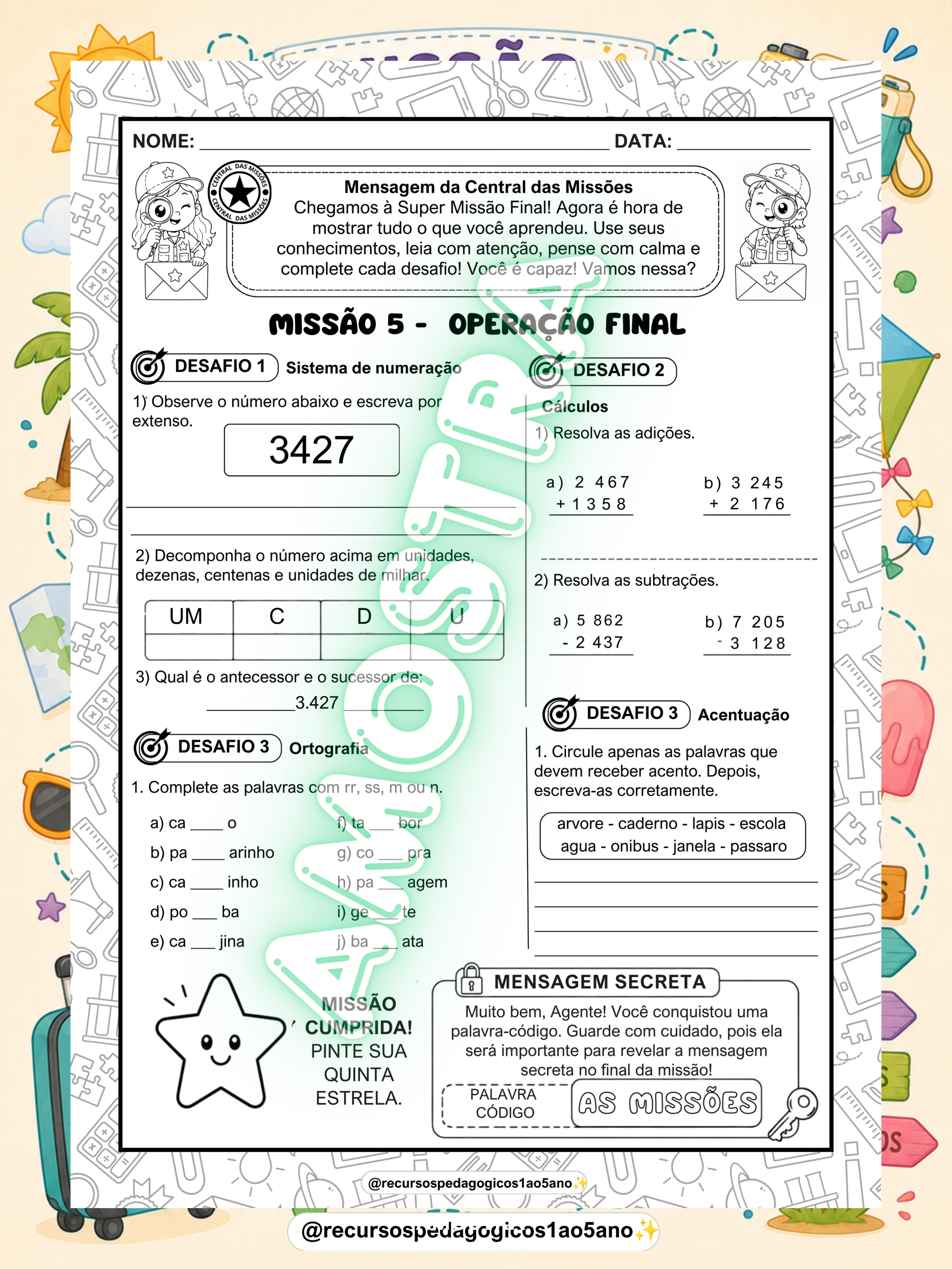 Missão Férias – 4º Ano | Revisão do 1º Semestre + Cartão – PDF para Imprimir — amostra 4: Formato e entrega Missão Férias – 4º Ano | Revisão do 1º Semestre + Cartão – PDF para Imprimir — amostra 4: Formato e entrega
