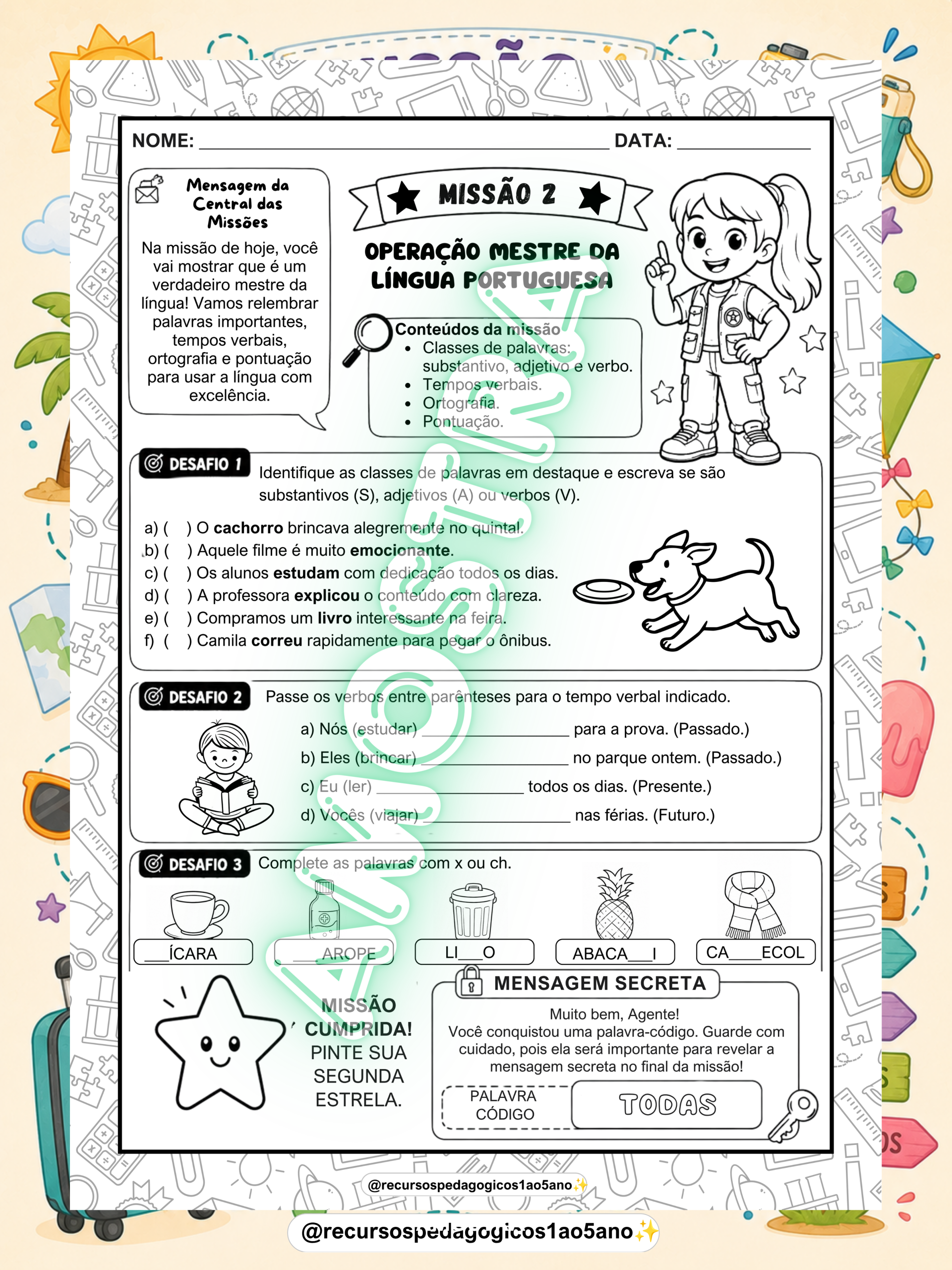Missão Férias – 5º Ano | Revisão do 1º Semestre + Cartão – PDF para Imprimir — amostra 3: Formato e entrega Missão Férias – 5º Ano | Revisão do 1º Semestre + Cartão – PDF para Imprimir — amostra 3: Formato e entrega