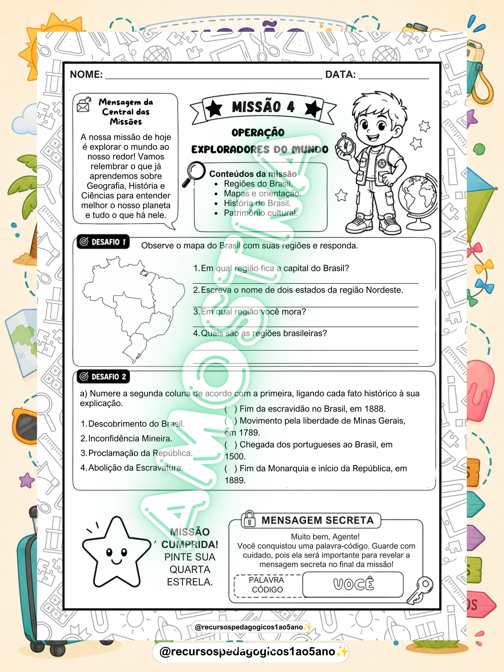Missão Férias – 5º Ano | Revisão do 1º Semestre + Cartão – PDF para Imprimir — amostra 4: Missão Férias – 5º Ano - Revisão… Missão Férias – 5º Ano | Revisão do 1º Semestre + Cartão – PDF para Imprimir — amostra 4: Missão Férias – 5º Ano - Revisão…