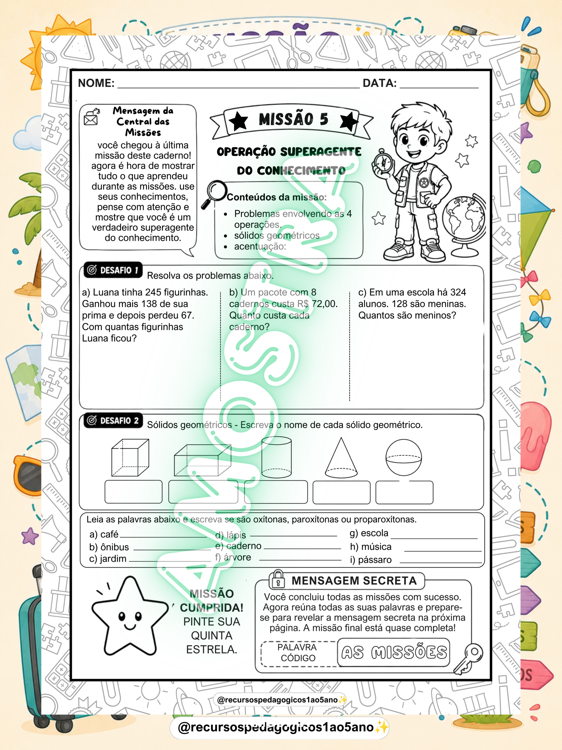 Missão Férias – 5º Ano | Revisão do 1º Semestre + Cartão – PDF para Imprimir — amostra 5: Missão Férias – 5º Ano - Revisão… Missão Férias – 5º Ano | Revisão do 1º Semestre + Cartão – PDF para Imprimir — amostra 5: Missão Férias – 5º Ano - Revisão…