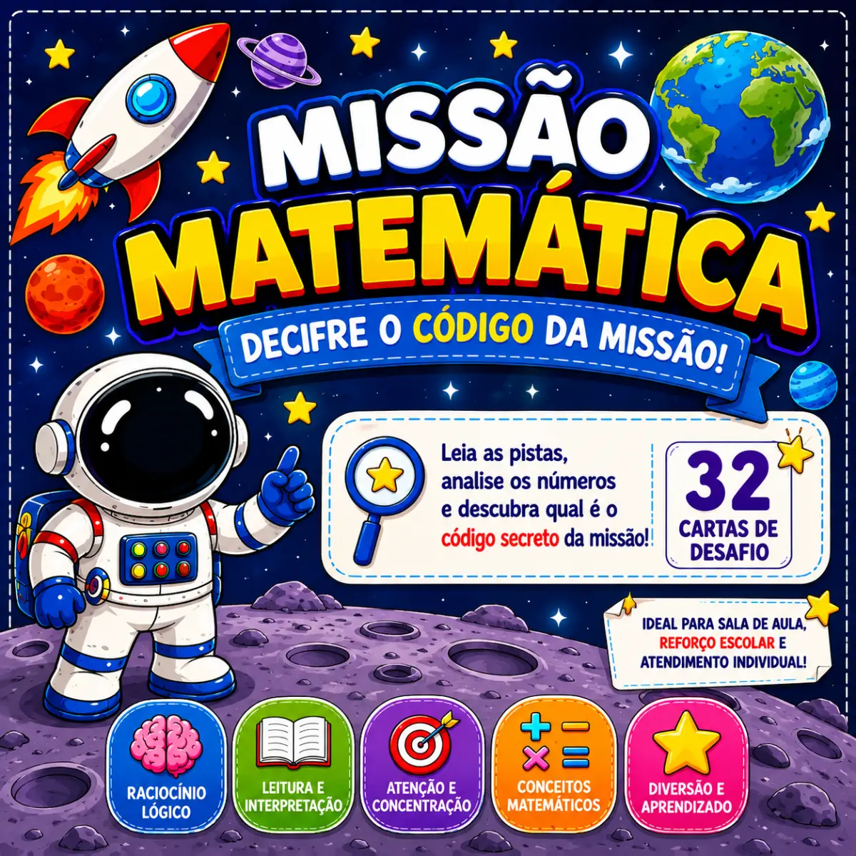 Missão Matemática – 32 Cartas de Desafios e Raciocínio — amostra 2: 🎯 HABILIDADES TRABALHADAS