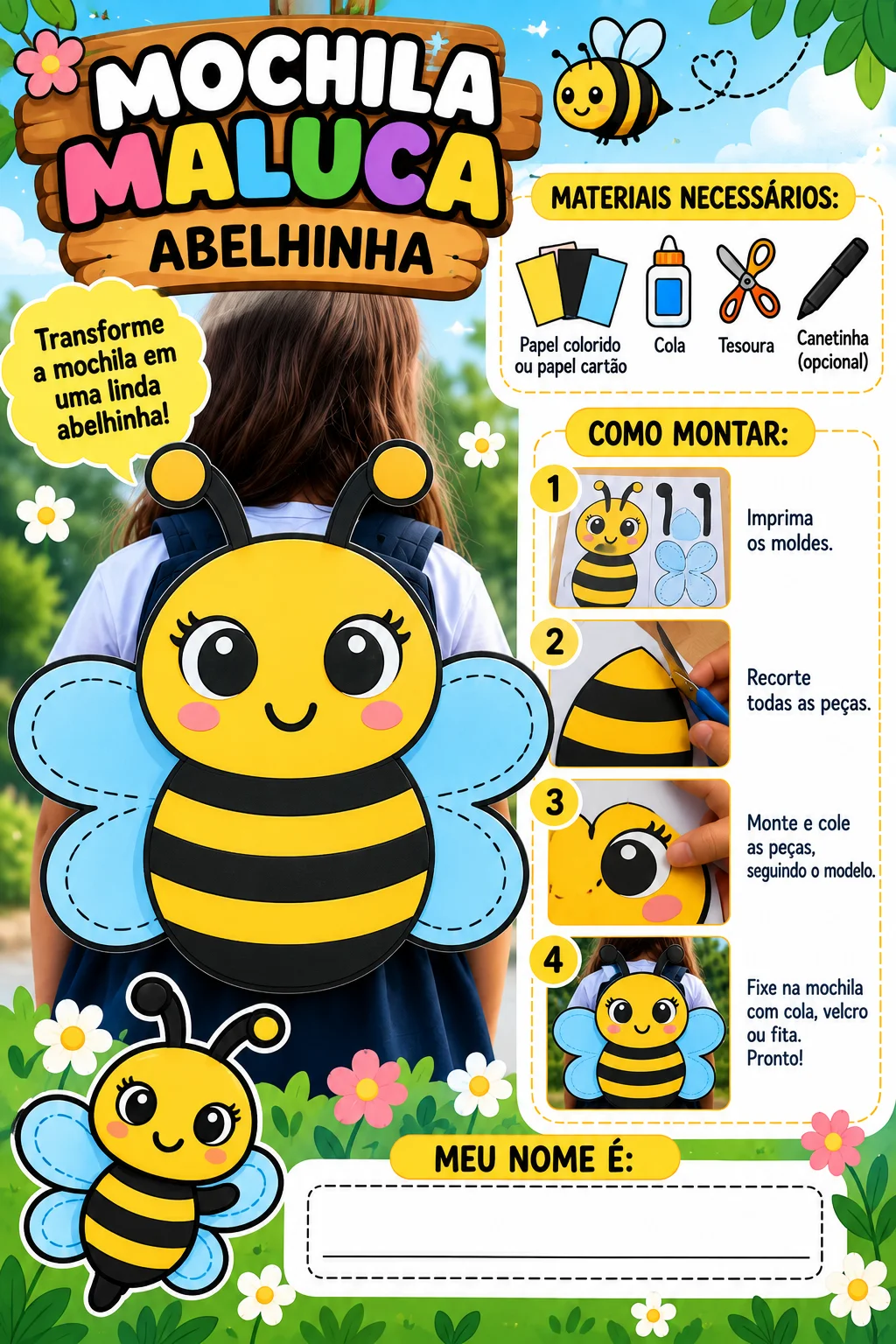 Mochila Maluca: 4 Modelos com Moldes para Imprimir — amostra 2: Arquivo digital em PDF. Não acompanha materiais físicos.