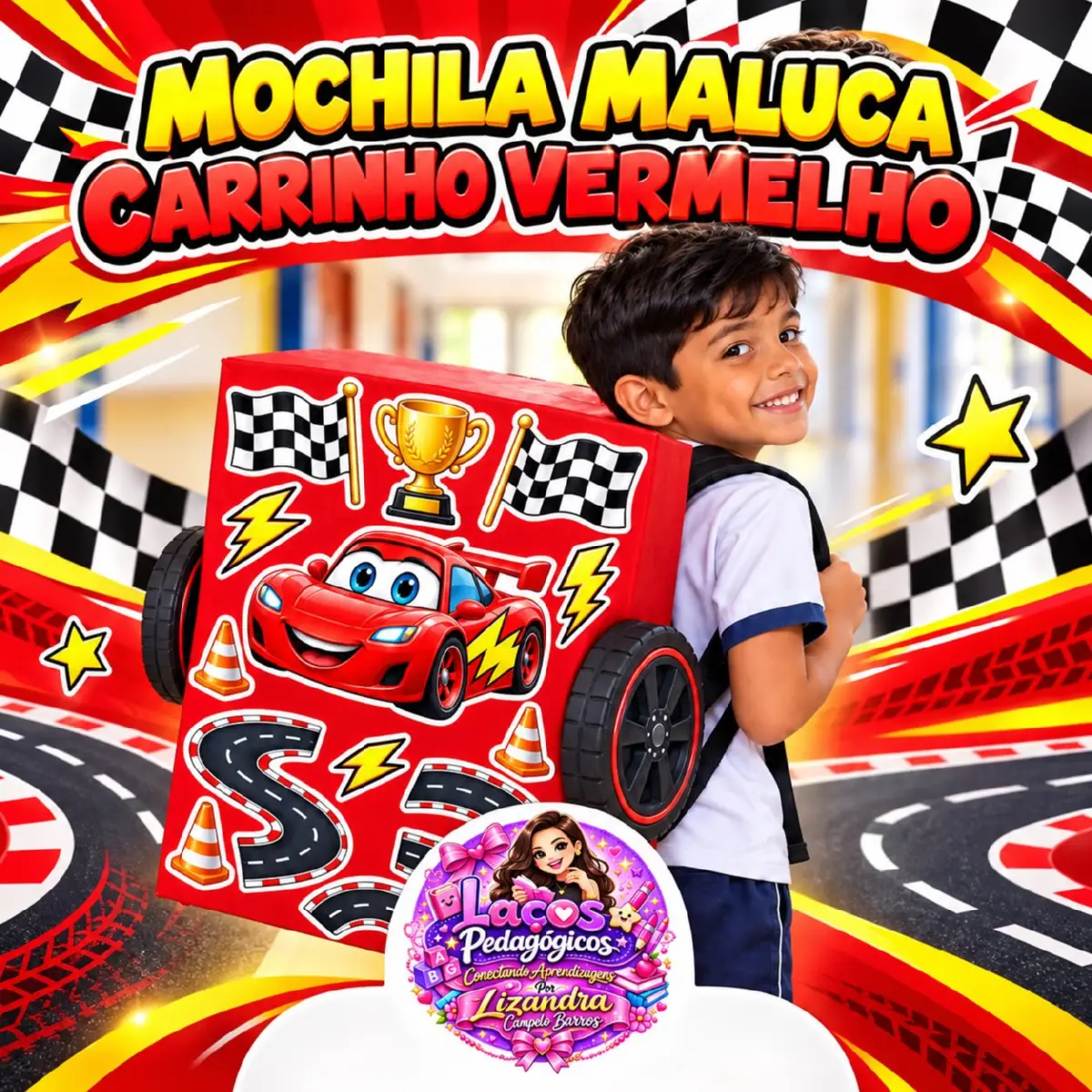 Mochila Maluca Carrinho Vermelho em PDF | Elementos — Datas comemorativas para Educação Infantil: Transforme uma caixa em…