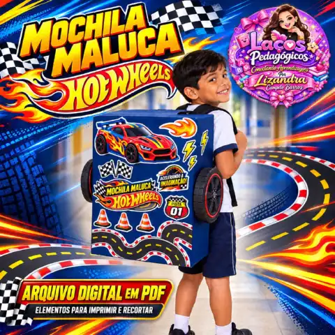 : Mochila Maluca Hot Wheels em PDF | Carrinho e Elementos — capa do material