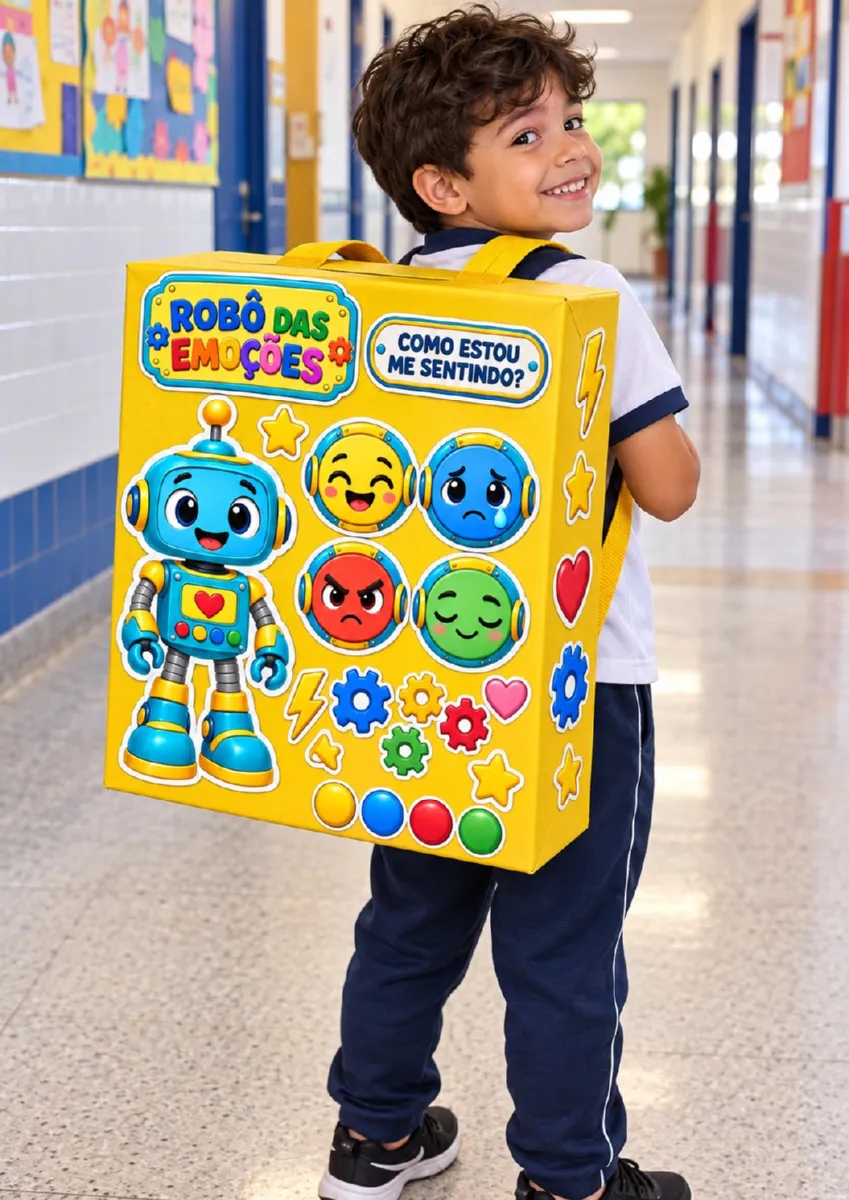 Mochila Maluca Robô das Emoções em PDF / Elementos — Datas comemorativas para Educação Infantil: Uma mochila maluca de…