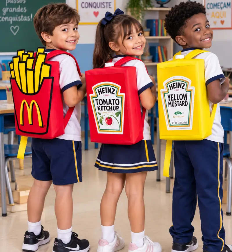 Mochilas Malucas Fast Food: Kit para o Dia das Crianças — Datas comemorativas para Educação Infantil: Leve o tema fast food…