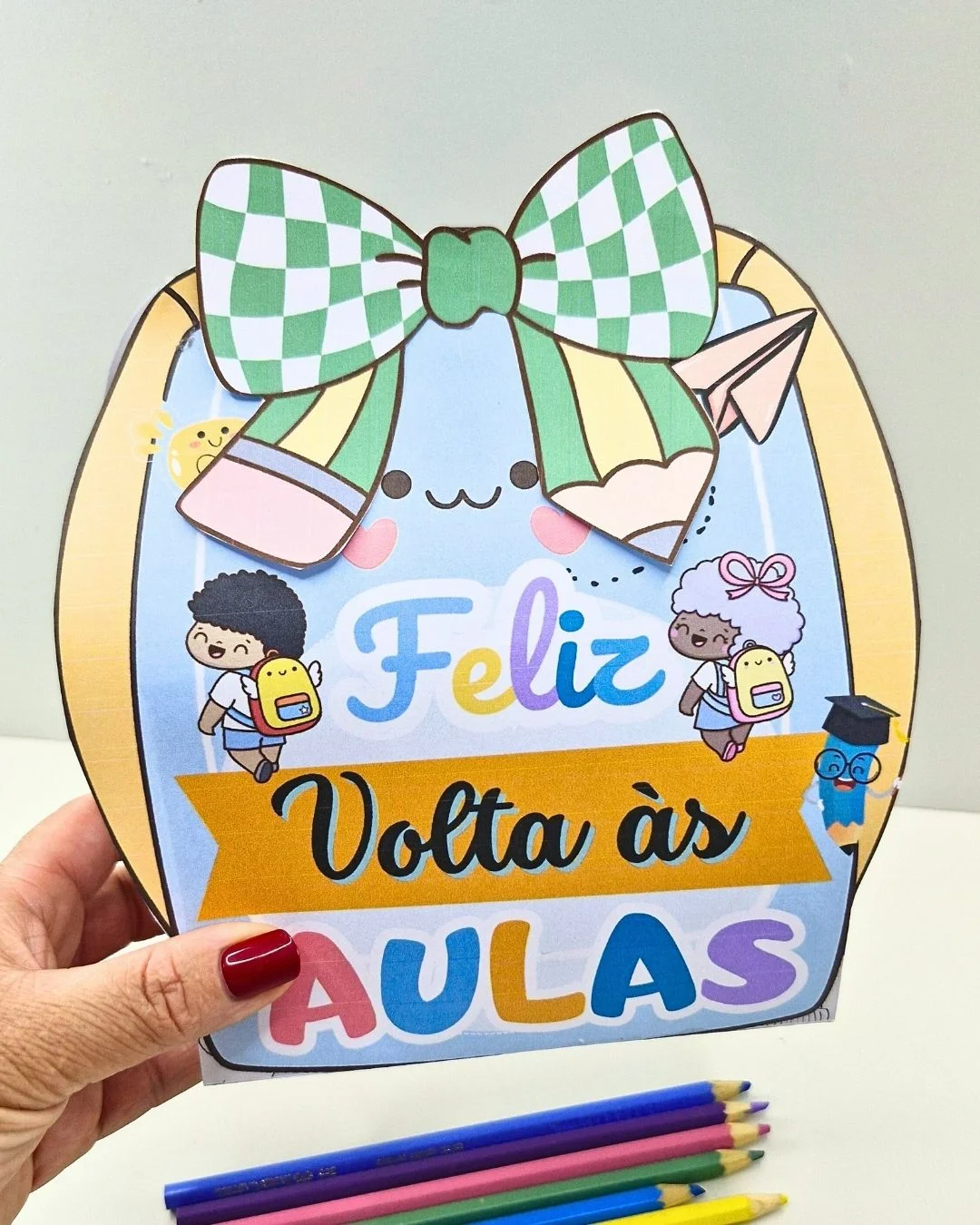 Mochilinha Volta às Aulas com Laço – PDF para Imprimir — amostra 1: Formato e entrega