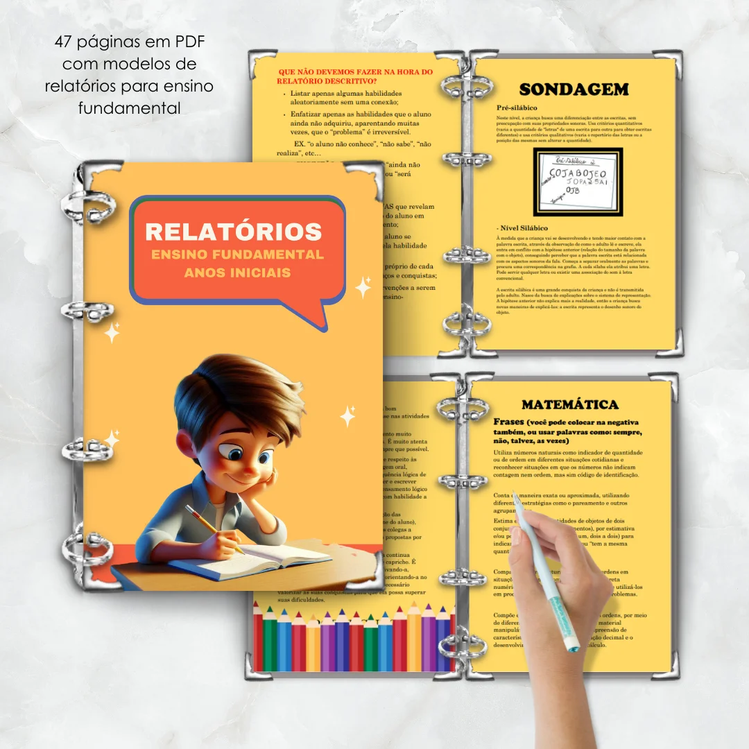 MODELO DE RELATÓRIOS ANOS INICIAIS ENSINO FUNDAMENTAL — capa do material