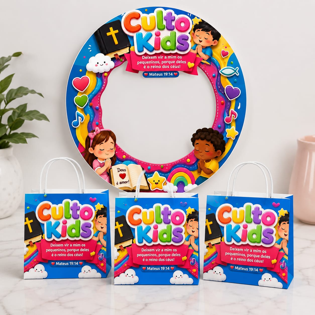 Moldura bambolê - culto kids – PDF para Imprimir — amostra 1: O que vem no material Moldura bambolê - culto kids – PDF para Imprimir — amostra 1: O que vem no material