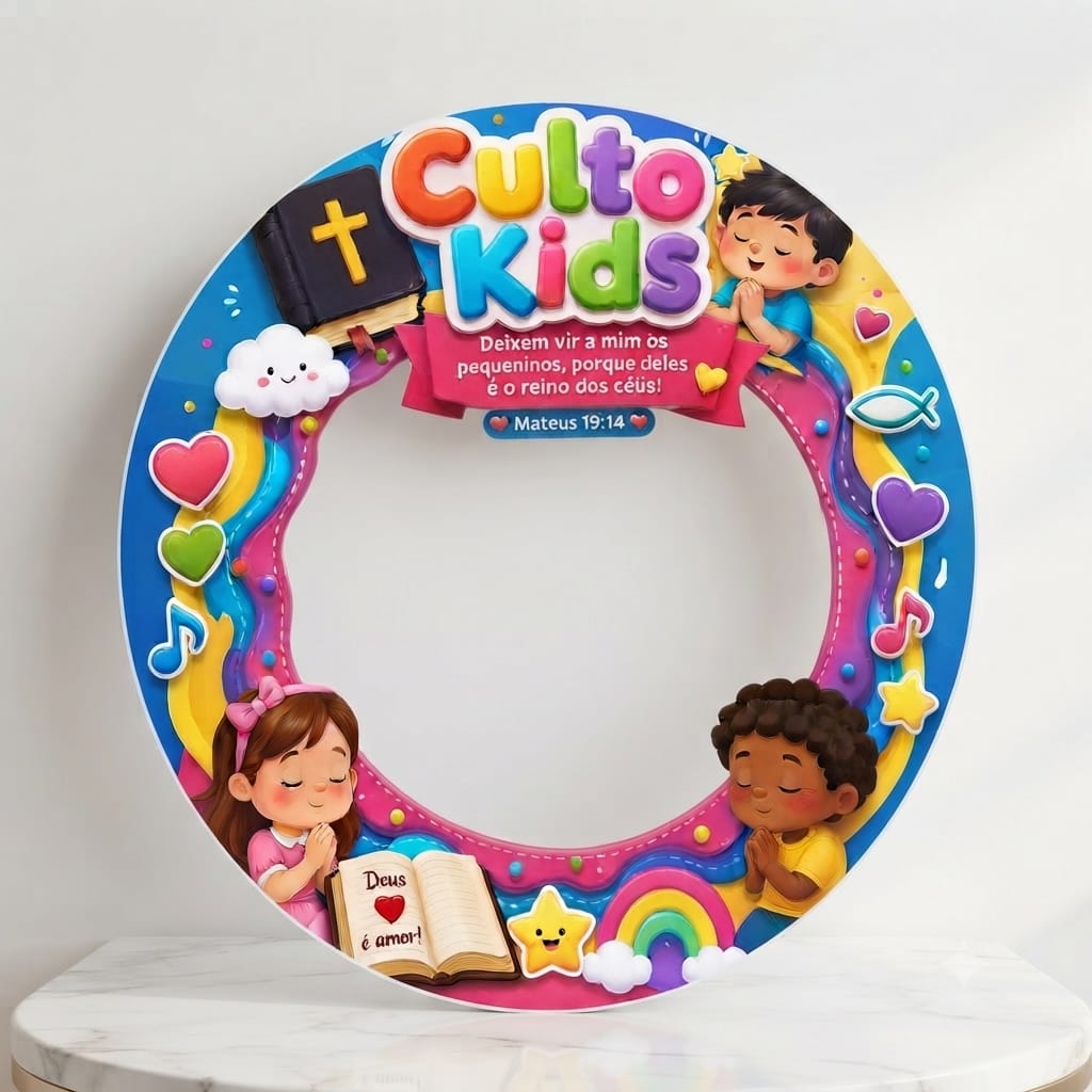Moldura bambolê - culto kids – PDF para Imprimir — amostra 3: Formato e entrega Moldura bambolê - culto kids – PDF para Imprimir — amostra 3: Formato e entrega