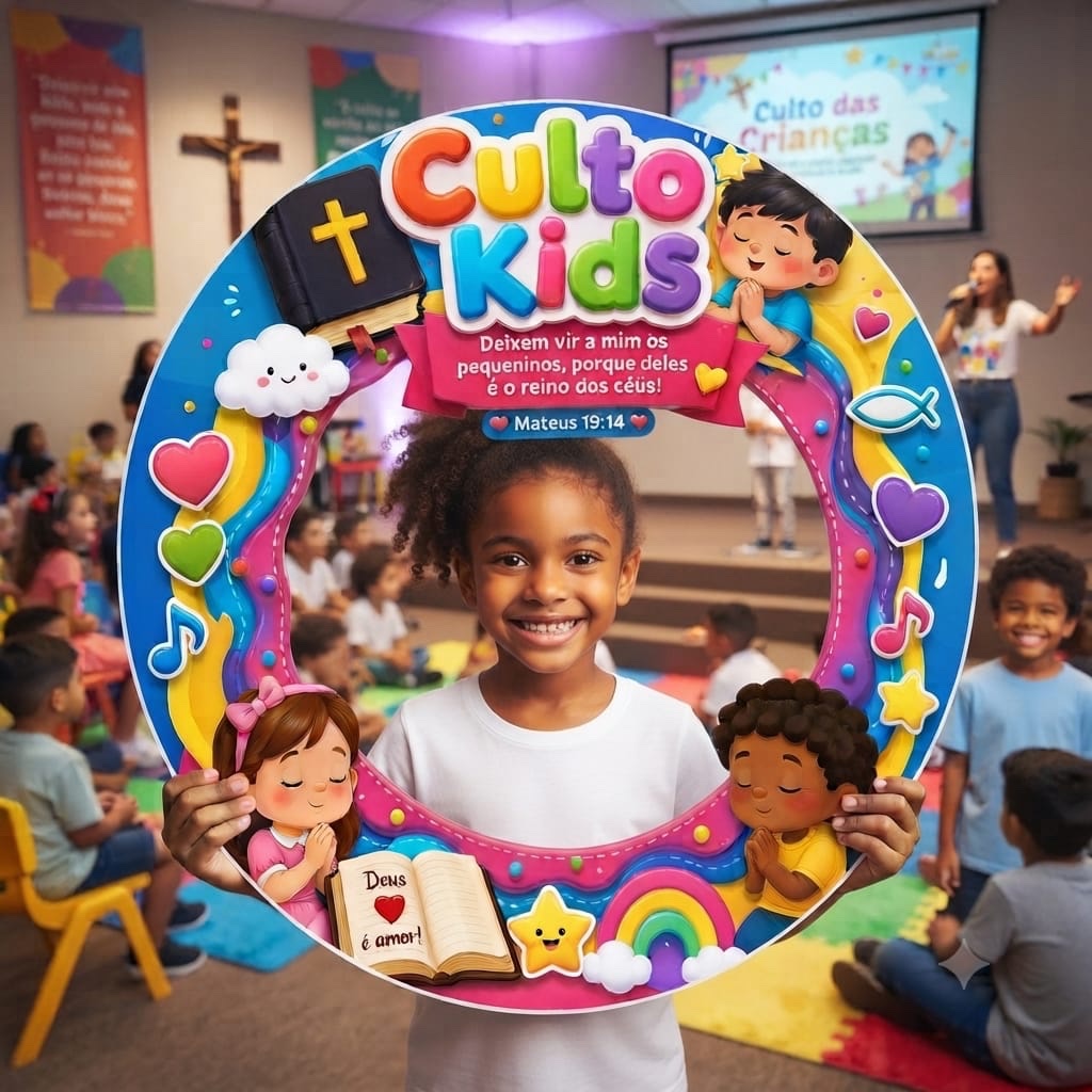 Moldura Bomboniere Culto Kids – Moldura para Fotos e Lembrancinha — amostra 2: Um recurso alegre e colorido para deixar o…