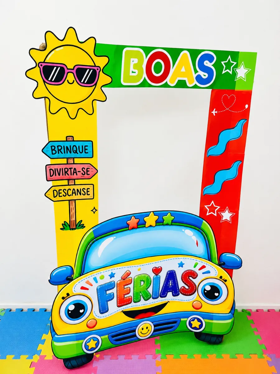 Moldura Carrinho - Tema: Férias/Decoração de Sala — amostra 1: Prepare um cantinho especial para registrar a chegada das…