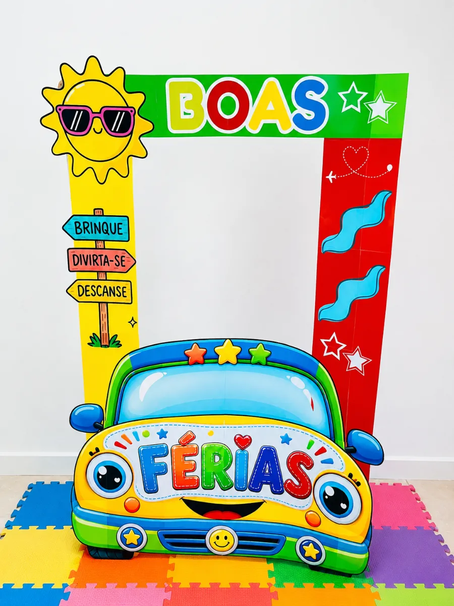 Moldura Carrinho - Tema: Férias/Decoração de Sala — amostra 2: Prepare um cantinho especial para registrar a chegada das…