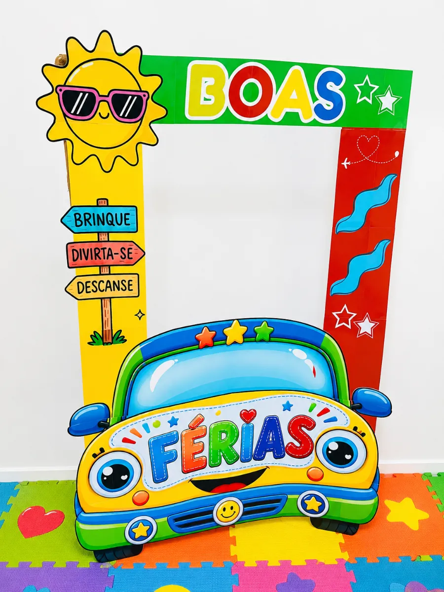 Moldura Carrinho - Tema: Férias/Decoração de Sala — amostra 3: Prepare um cantinho especial para registrar a chegada das…