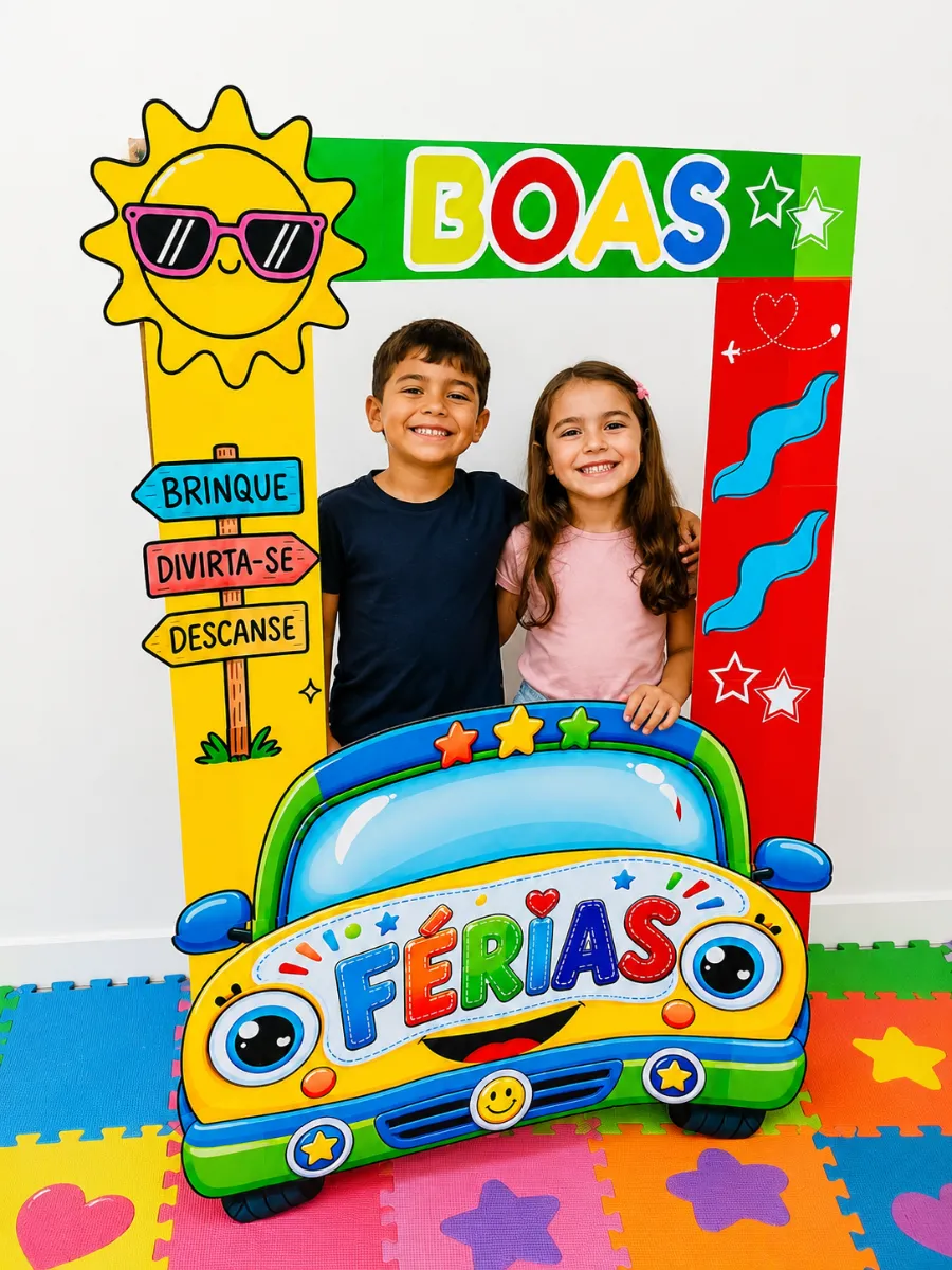 Moldura Carrinho - Tema: Férias/Decoração de Sala — amostra 4: Prepare um cantinho especial para registrar a chegada das…
