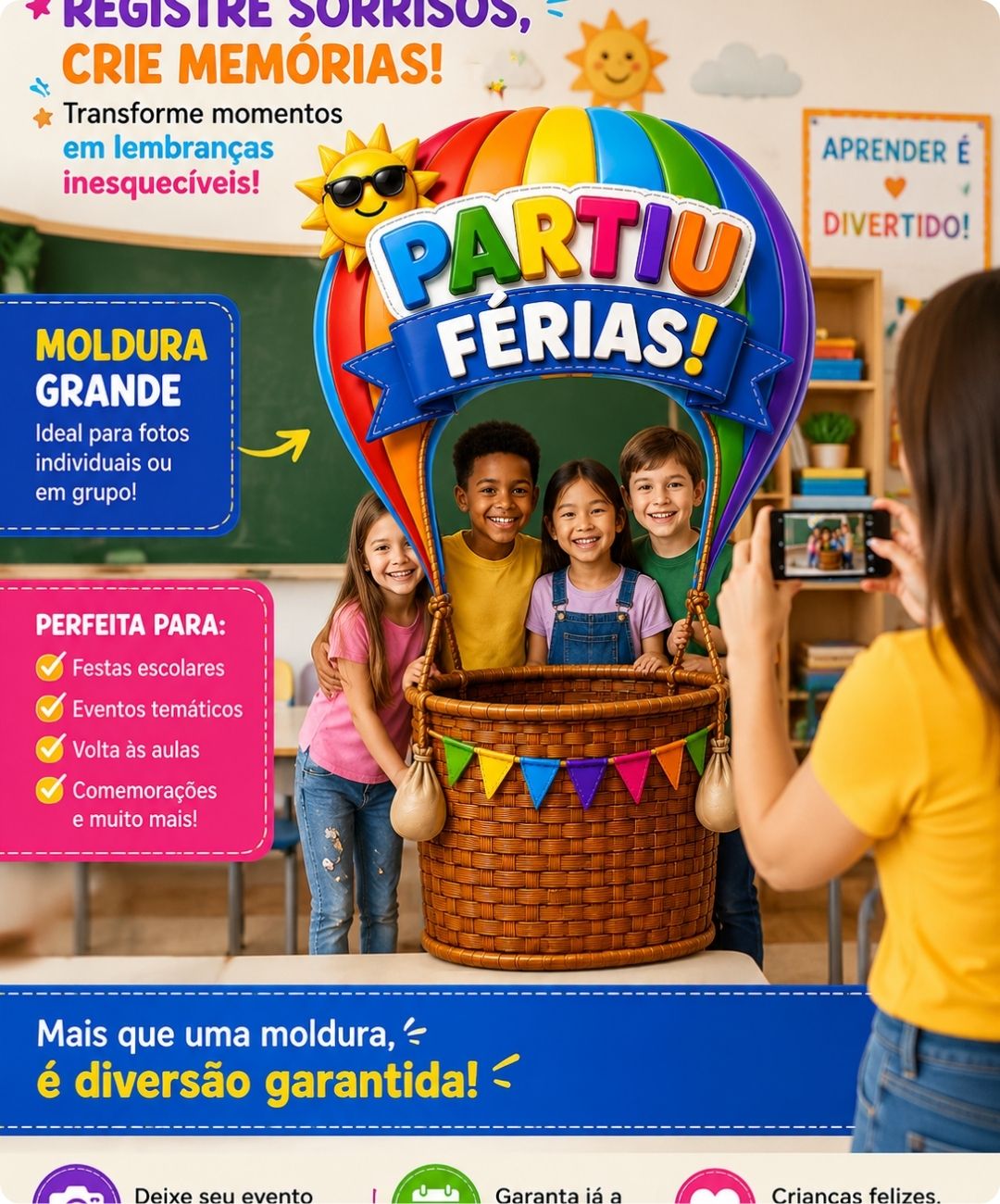 Moldura de férias escolares para imprimir – anos iniciais — amostra 2: Como aplicar com a turma