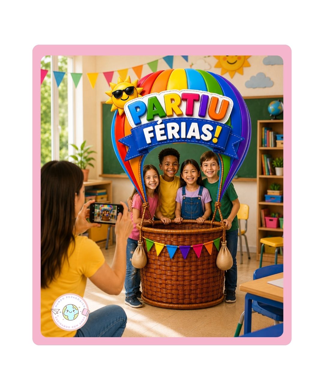 Moldura de férias escolares para imprimir – anos iniciais — capa do material