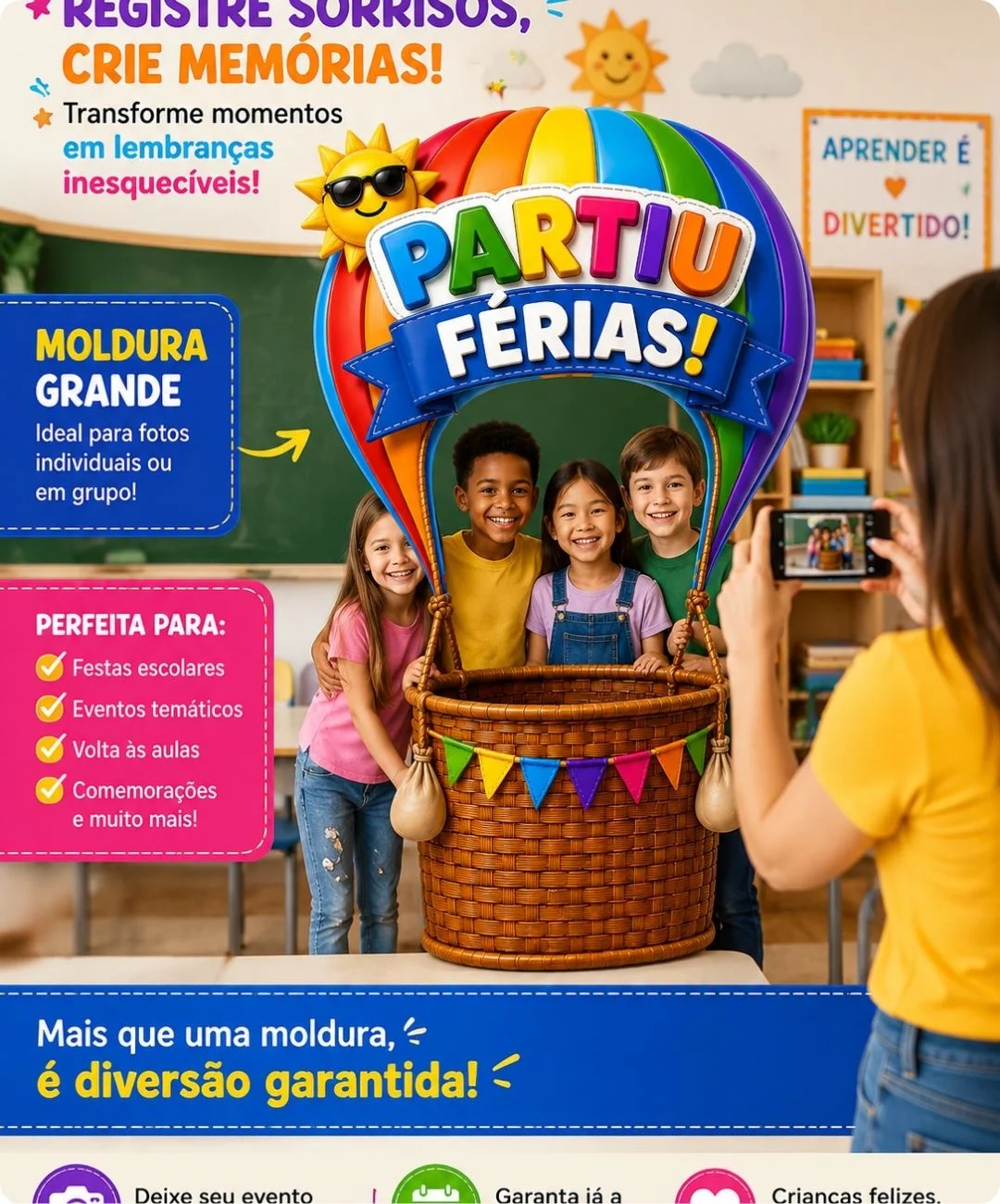 Moldura de férias para imprimir — Educação Infantil e Anos Iniciais — amostra 1: Uma proposta prática para a despedida da…